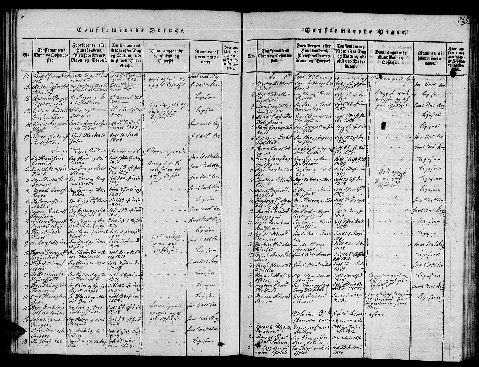 Ministerialprotokoller, klokkerbøker og fødselsregistre - Sør-Trøndelag, AV/SAT-A-1456/672/L0853: Parish register (official) no. 672A06 /1, 1816-1829, p. 245