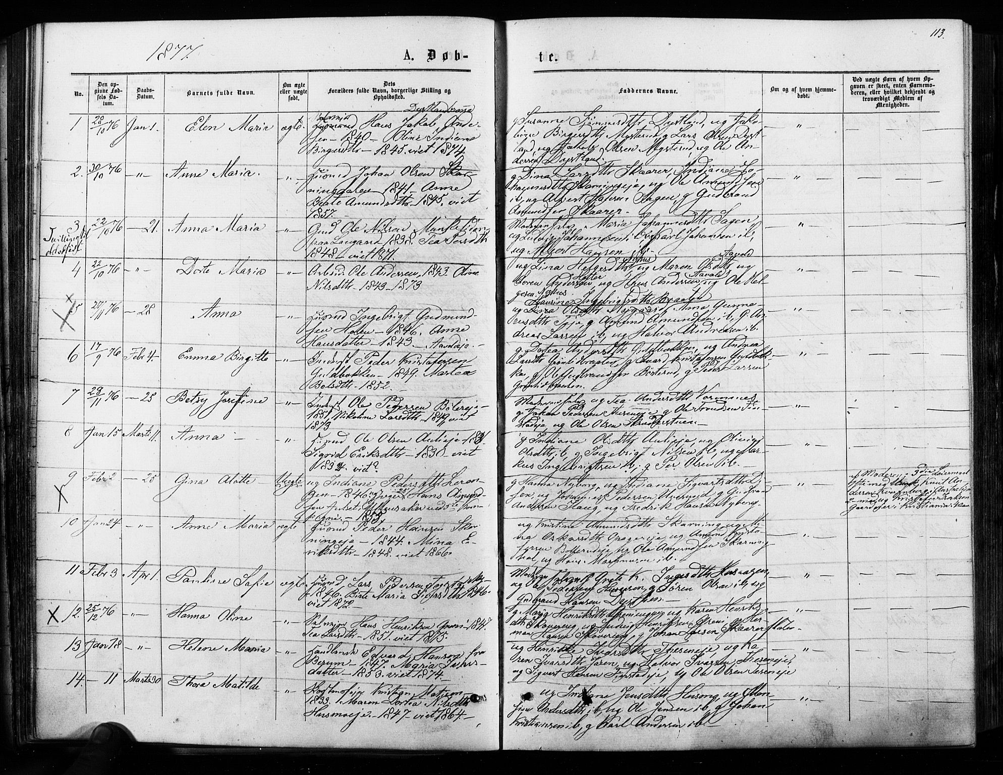 Nes prestekontor Kirkebøker, SAO/A-10410/F/Fa/L0009: Parish register (official) no. I 9, 1875-1882, p. 113