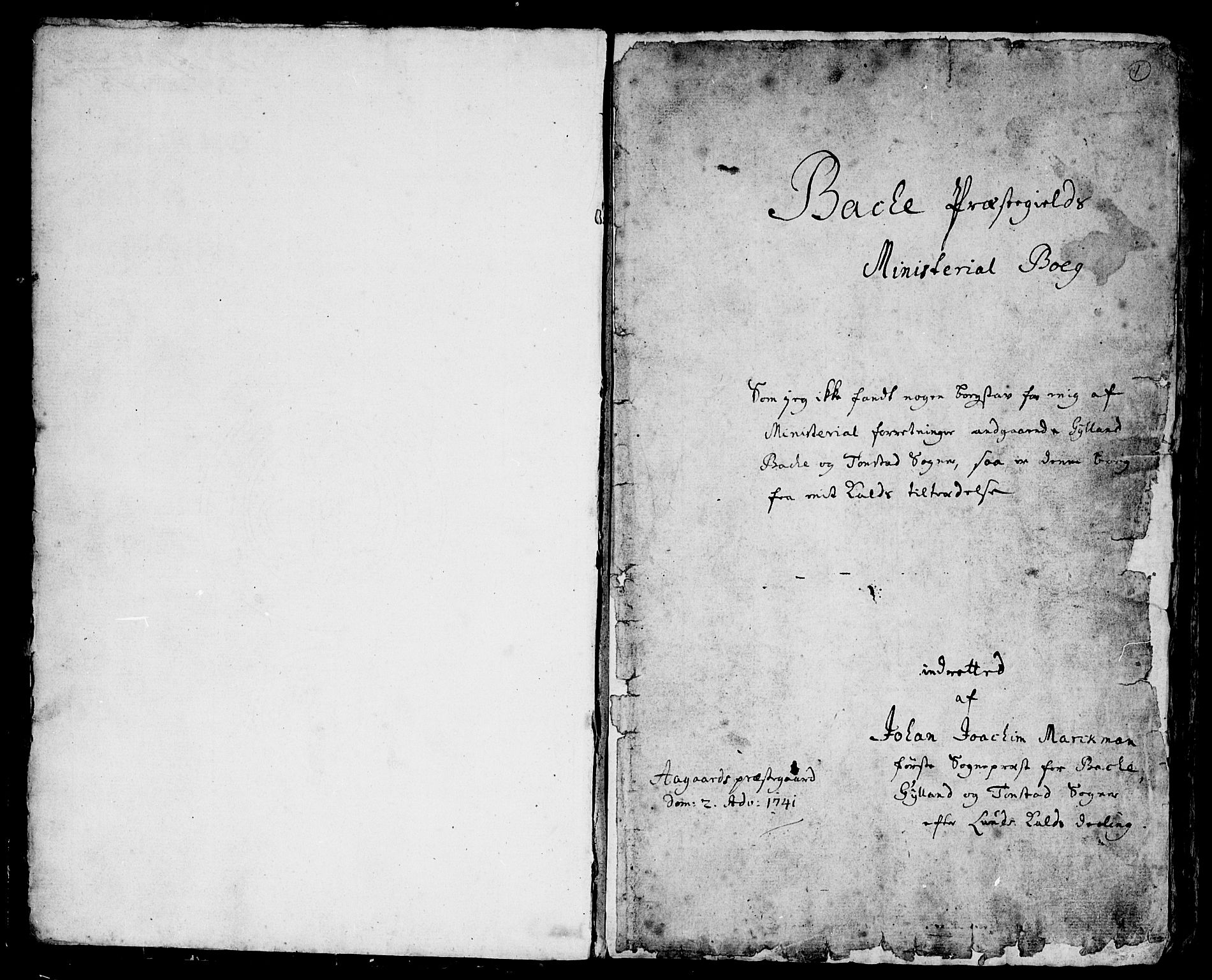 Bakke sokneprestkontor, SAK/1111-0002/F/Fa/Faa/L0001: Parish register (official) no. A 1, 1741-1780, p. 1