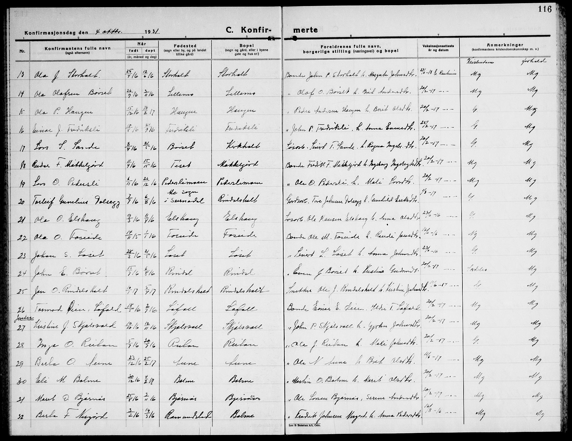 Ministerialprotokoller, klokkerbøker og fødselsregistre - Møre og Romsdal, AV/SAT-A-1454/598/L1080: Parish register (copy) no. 598C05, 1927-1944, p. 116