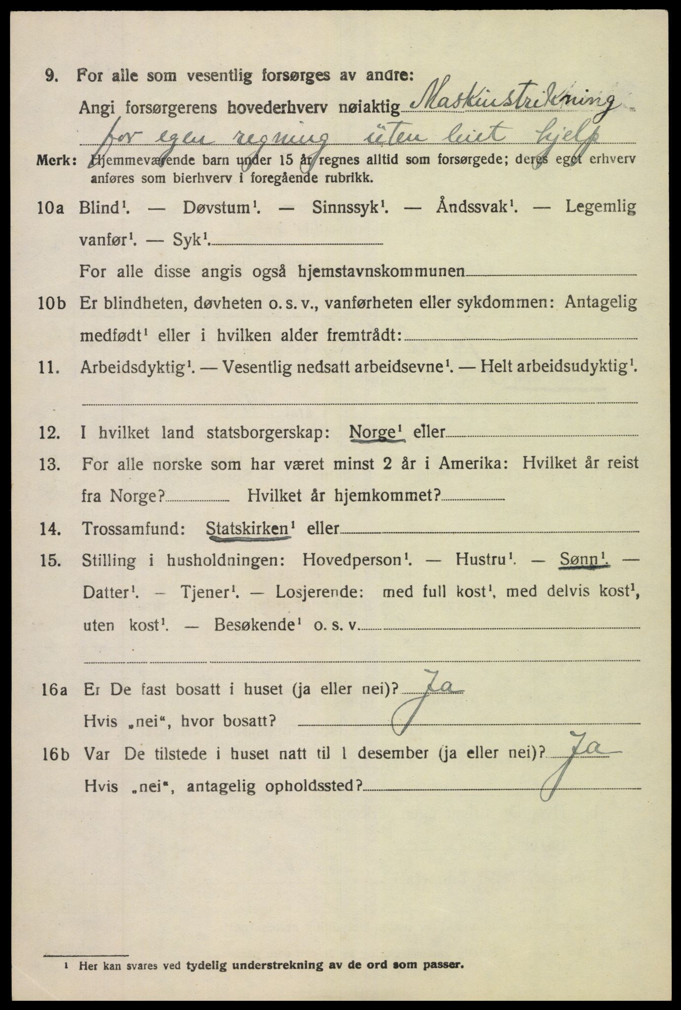 SAK, 1920 census for Gjerstad, 1920, p. 1446