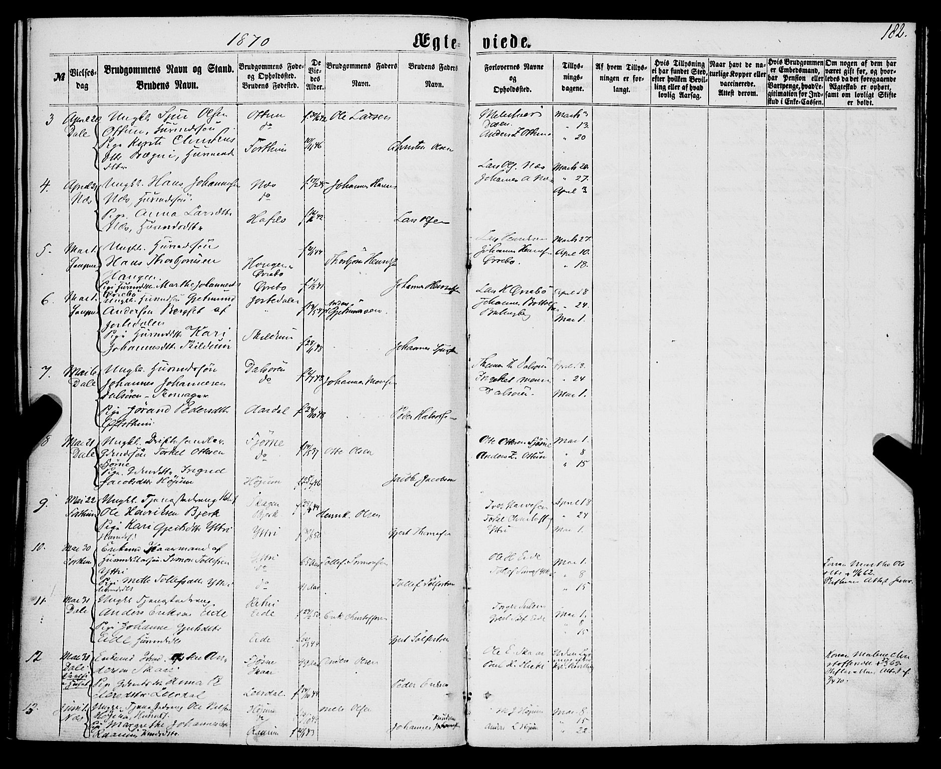 Luster sokneprestembete, AV/SAB-A-81101/H/Haa/Haaa/L0008: Parish register (official) no. A 8, 1860-1870, p. 182