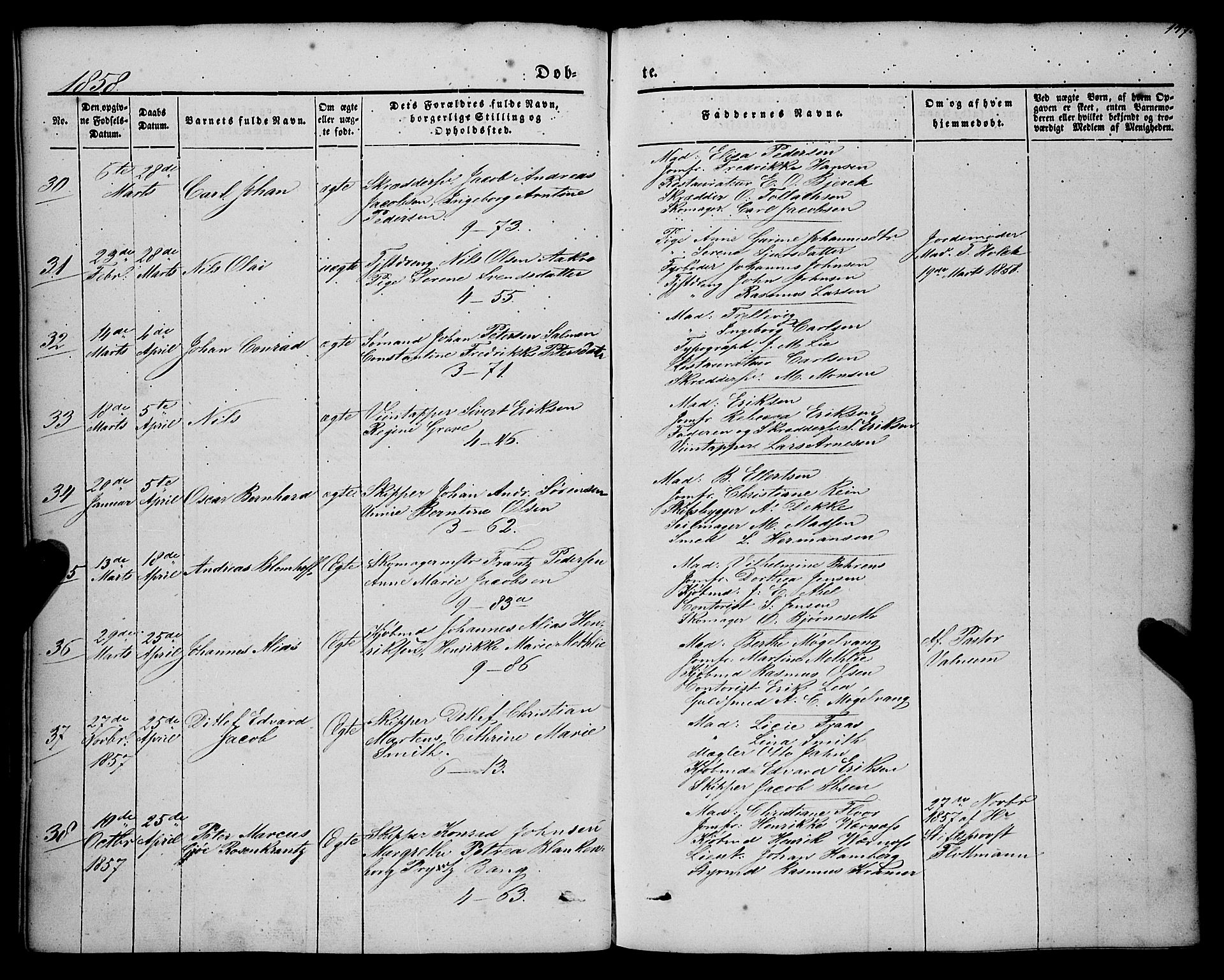 Nykirken Sokneprestembete, AV/SAB-A-77101/H/Haa/L0014: Parish register (official) no. B 1, 1844-1858, p. 147