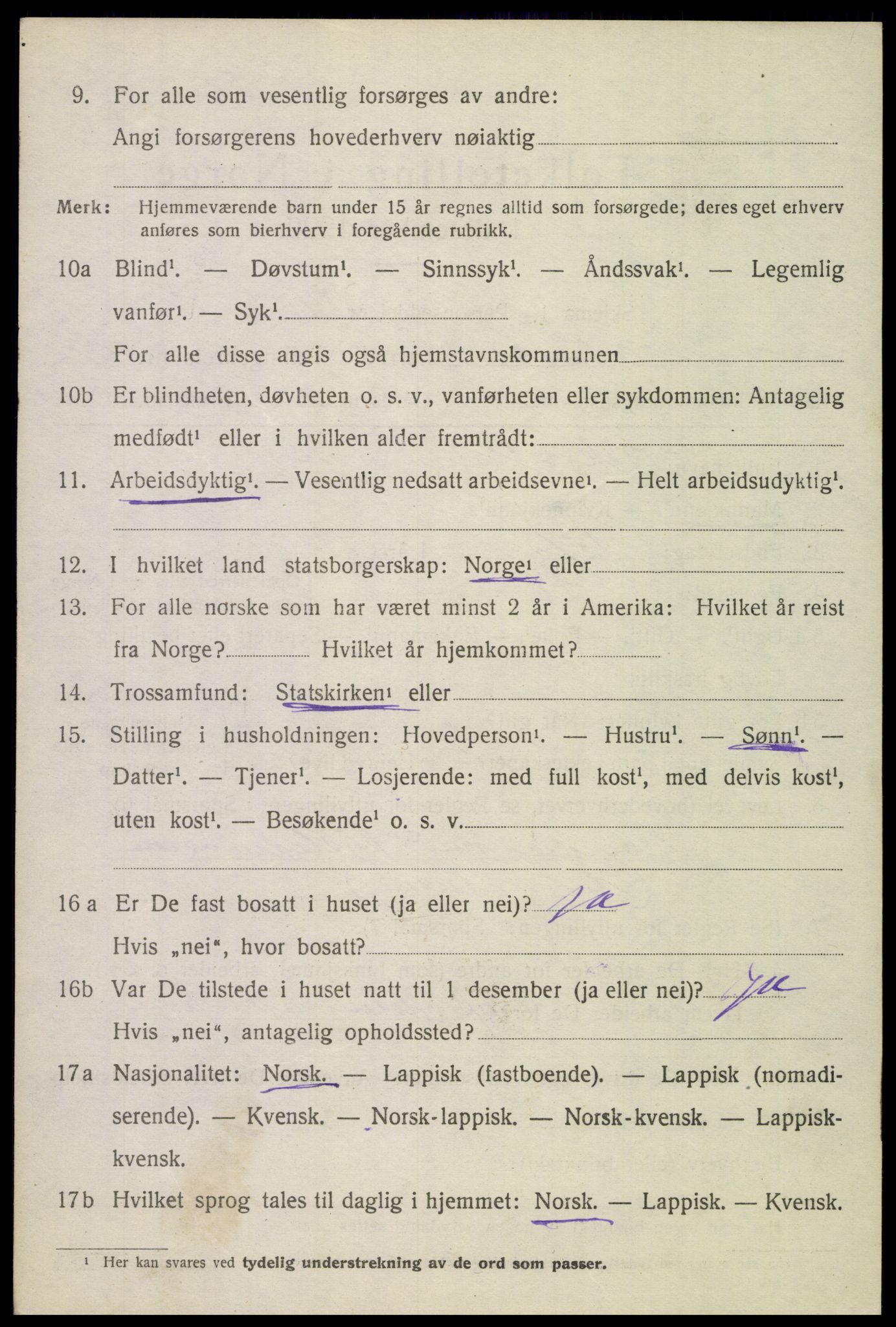 SAT, 1920 census for Evenes, 1920, p. 4117