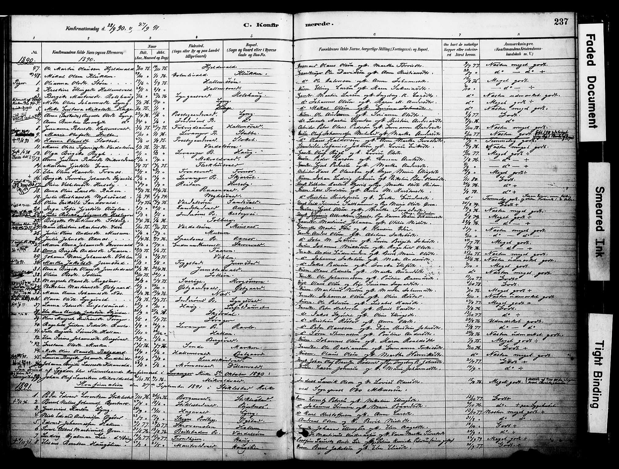 Ministerialprotokoller, klokkerbøker og fødselsregistre - Nord-Trøndelag, SAT/A-1458/723/L0244: Parish register (official) no. 723A13, 1881-1899, p. 237