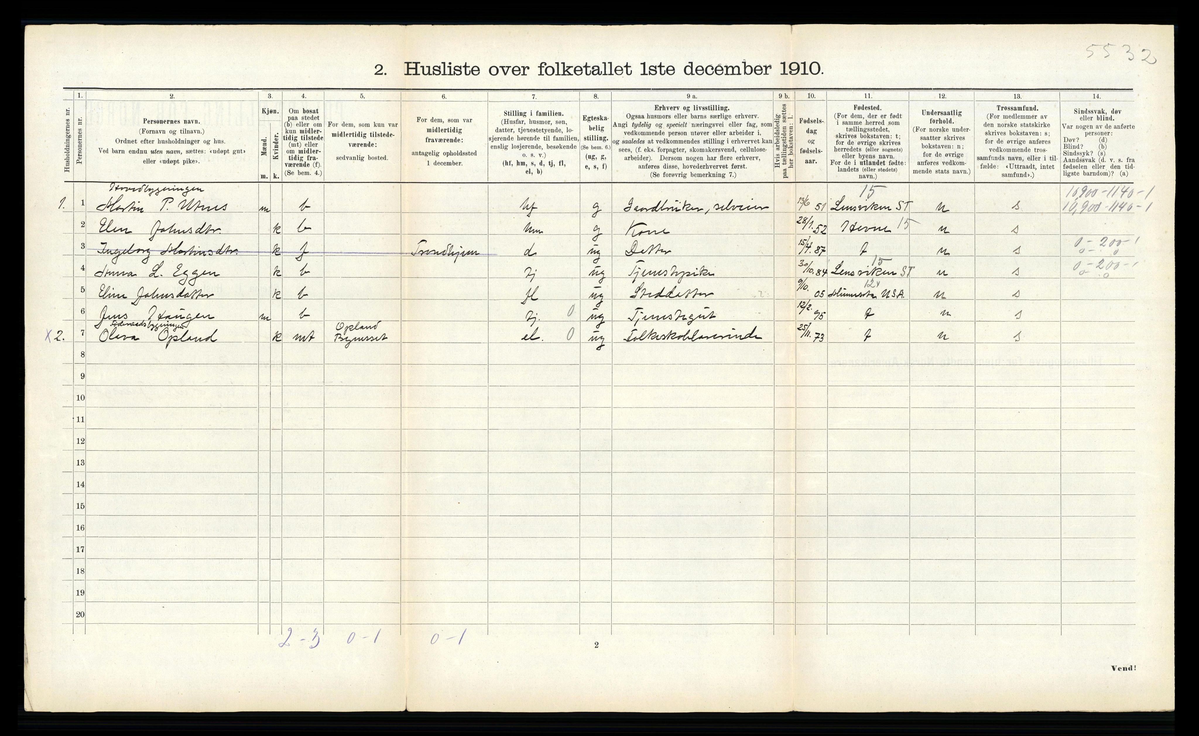 RA, 1910 census for Byneset, 1910, p. 90