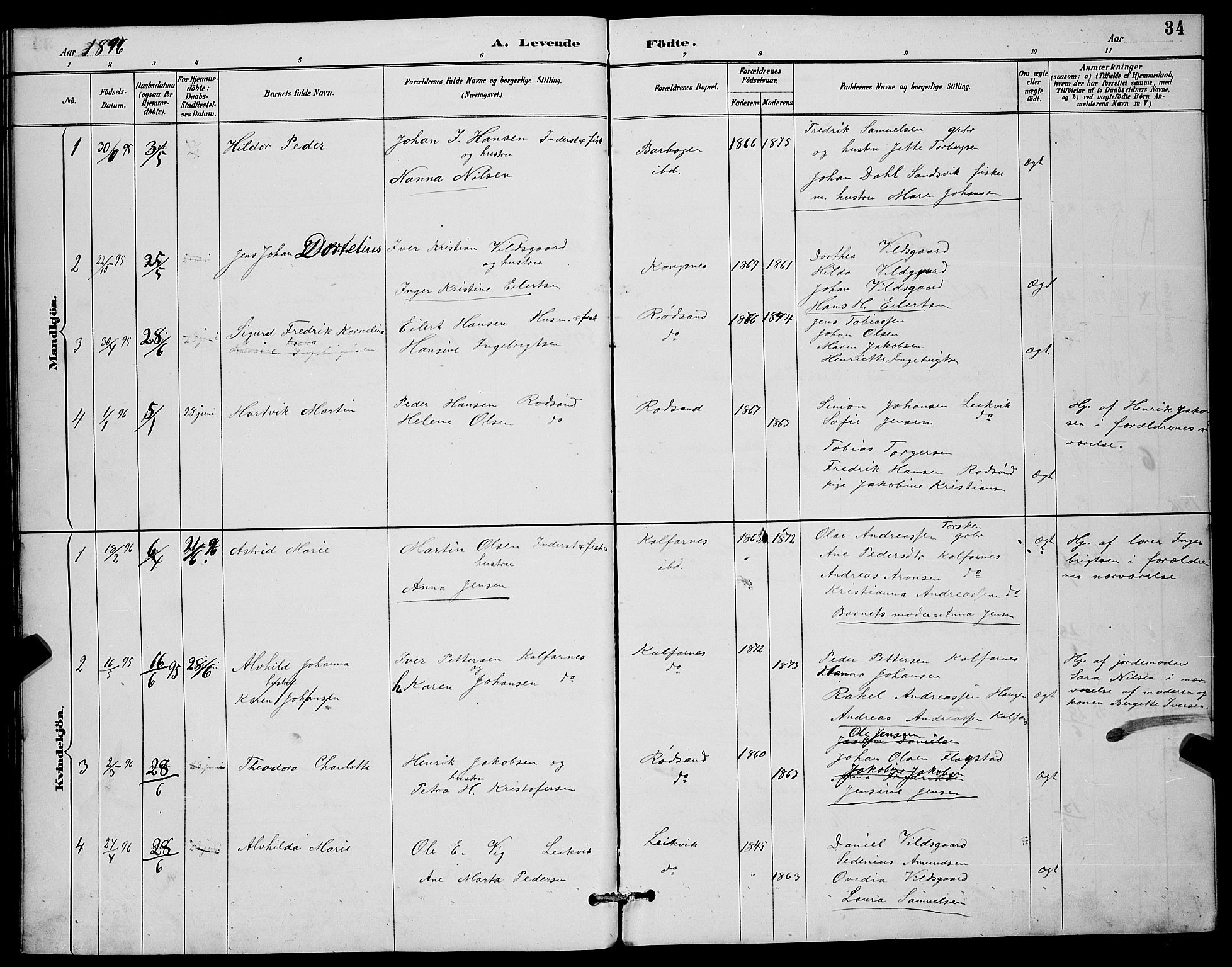 Berg sokneprestkontor, AV/SATØ-S-1318/G/Ga/Gab/L0012klokker: Parish register (copy) no. 12, 1887-1902, p. 34