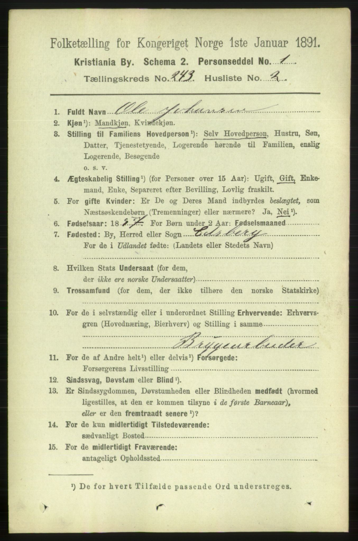 RA, 1891 census for 0301 Kristiania, 1891, p. 147821