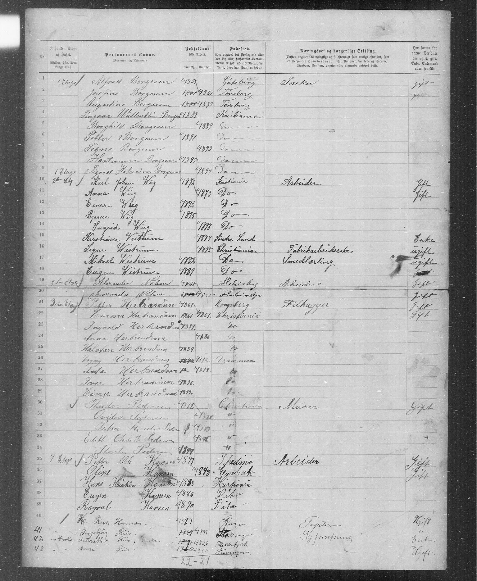 OBA, Municipal Census 1899 for Kristiania, 1899, p. 2321