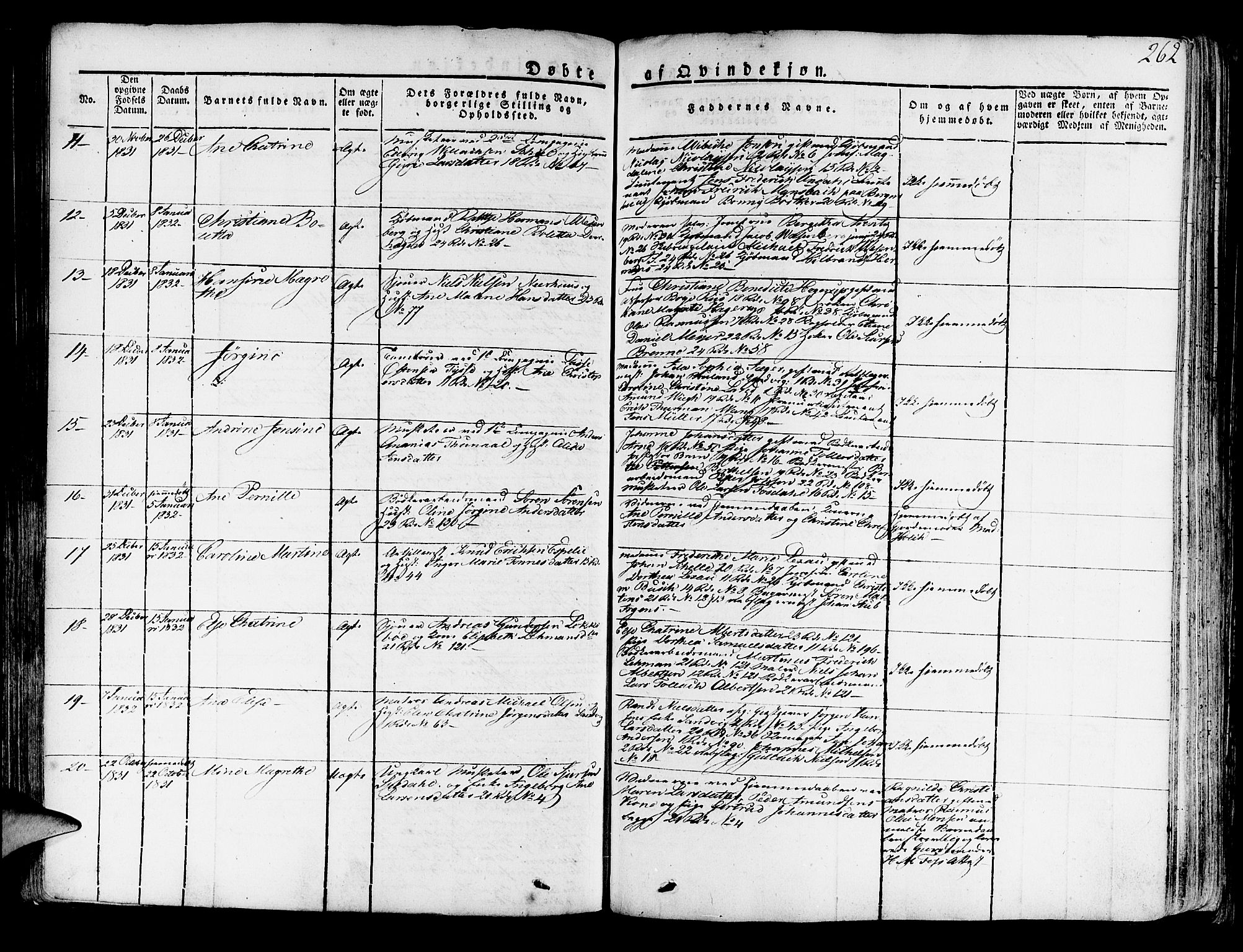 Korskirken sokneprestembete, SAB/A-76101/H/Haa/L0014: Parish register (official) no. A 14, 1823-1835, p. 262