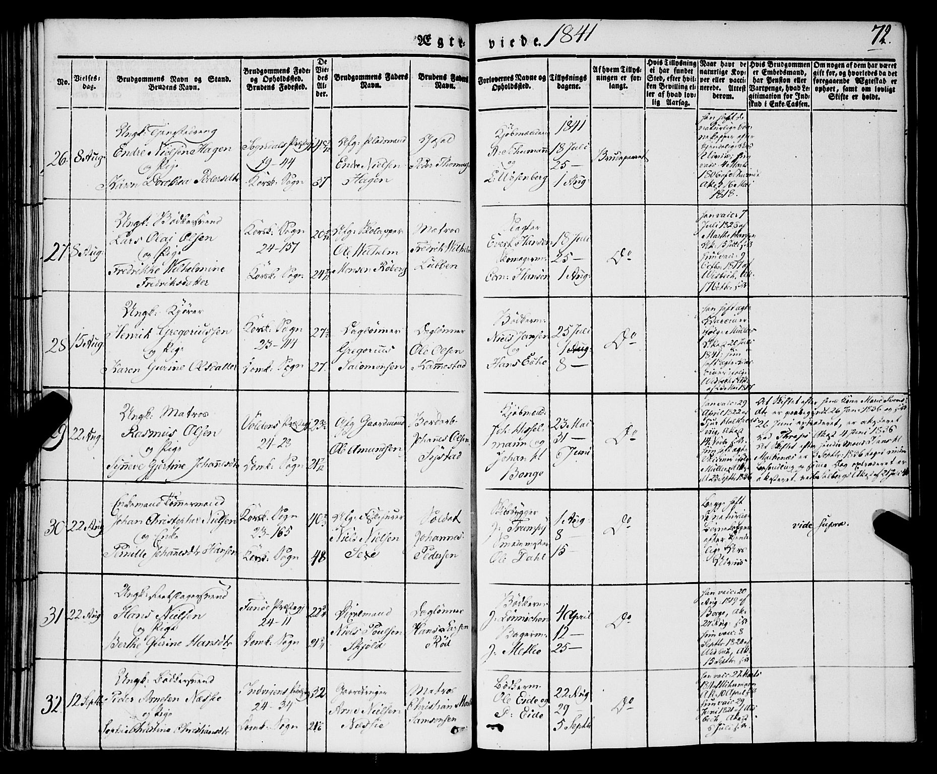 Korskirken sokneprestembete, AV/SAB-A-76101/H/Haa/L0034: Parish register (official) no. D 1, 1832-1852, p. 72