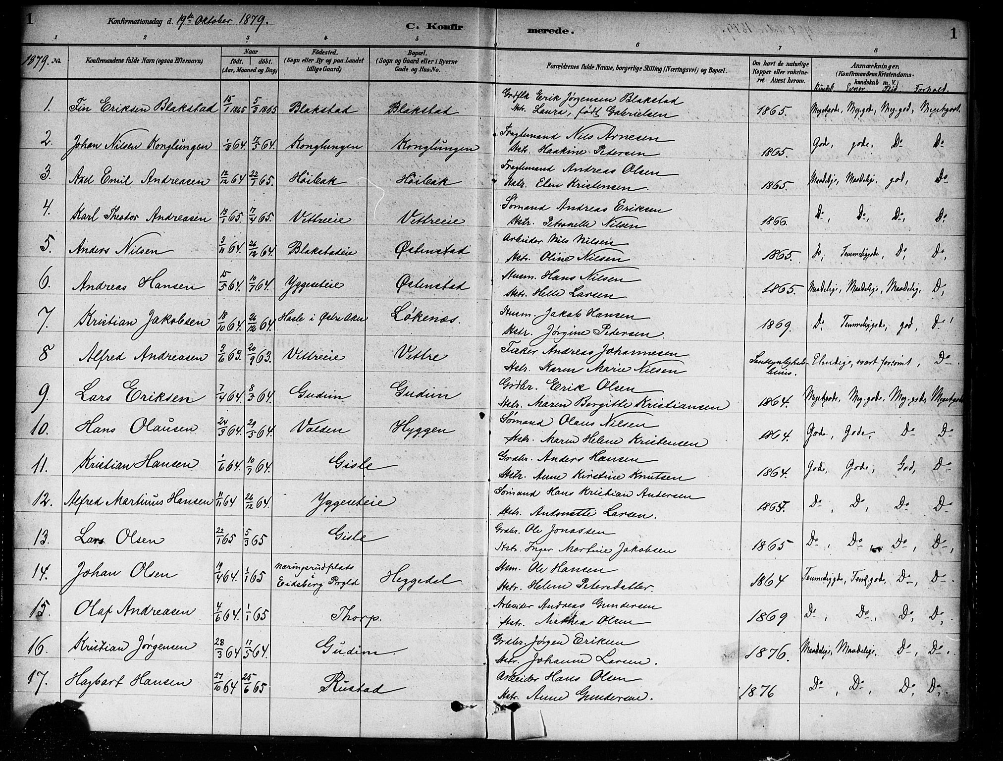 Asker prestekontor Kirkebøker, SAO/A-10256a/F/Fa/L0014: Parish register (official) no. I 14, 1879-1900, p. 1