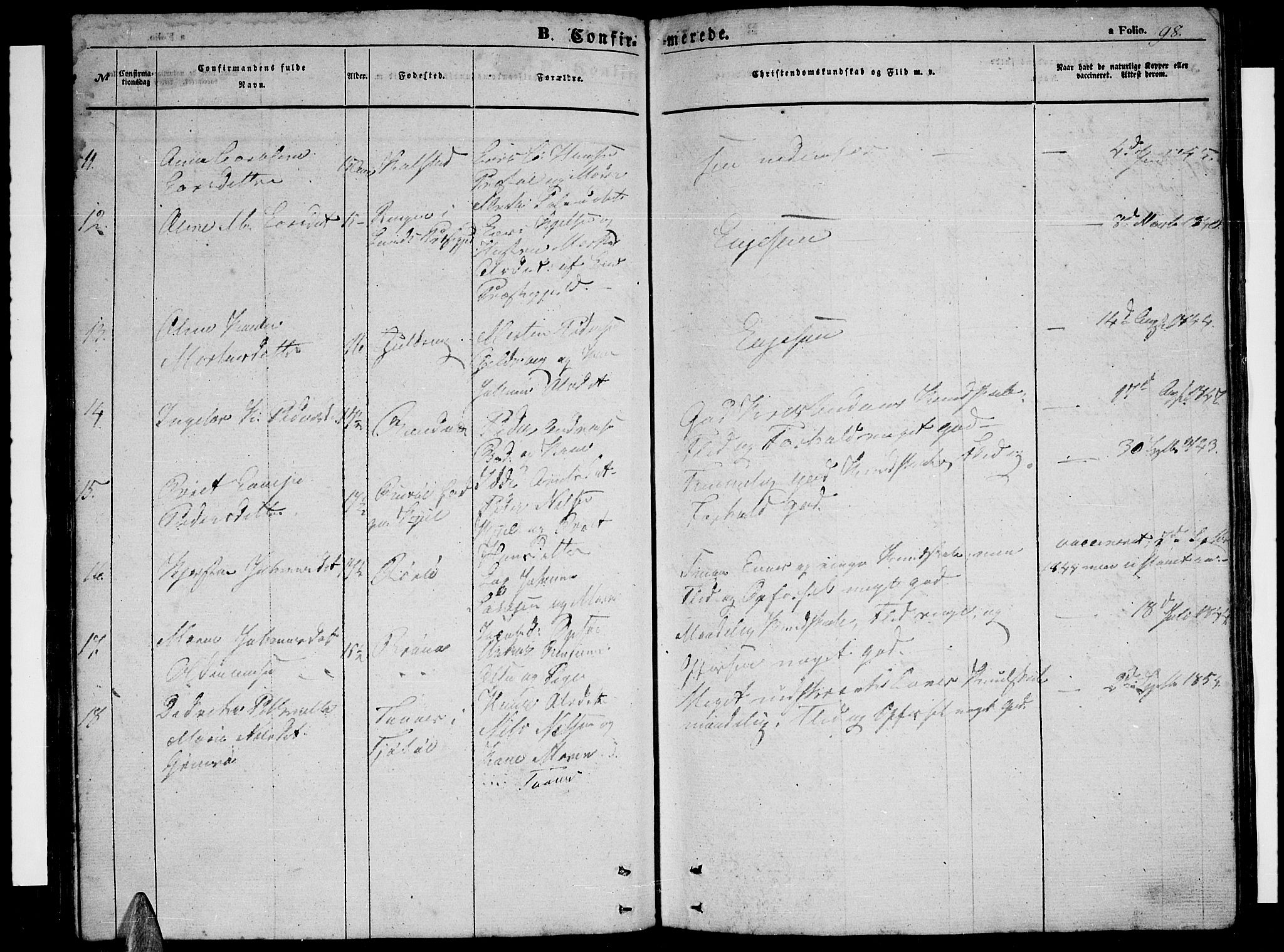 Ministerialprotokoller, klokkerbøker og fødselsregistre - Nordland, AV/SAT-A-1459/816/L0251: Parish register (copy) no. 816C01, 1852-1870, p. 98