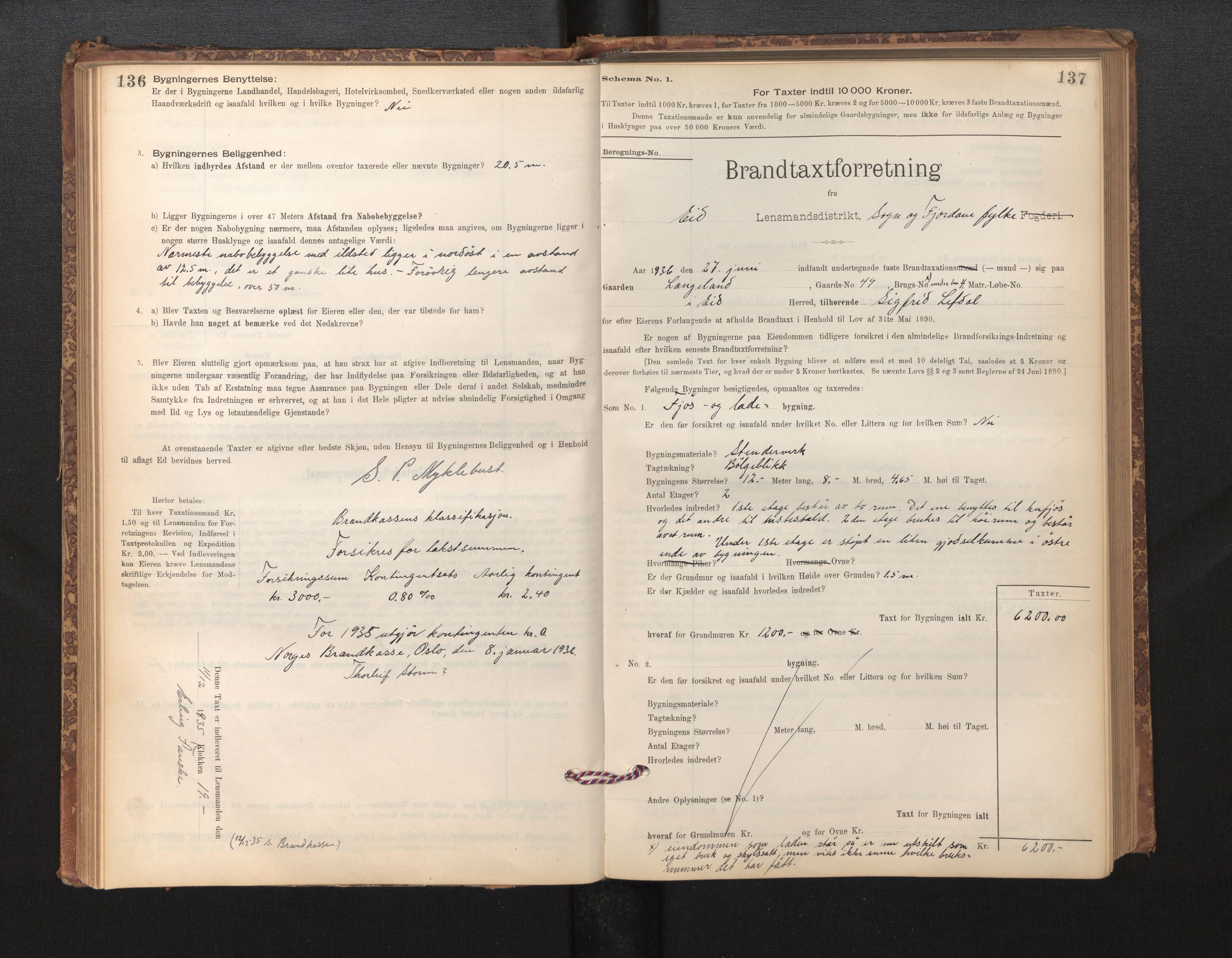 Lensmannen i Eid, SAB/A-27001/0012/L0007: Branntakstprotokoll, skjematakst, 1896-1929, p. 136-137