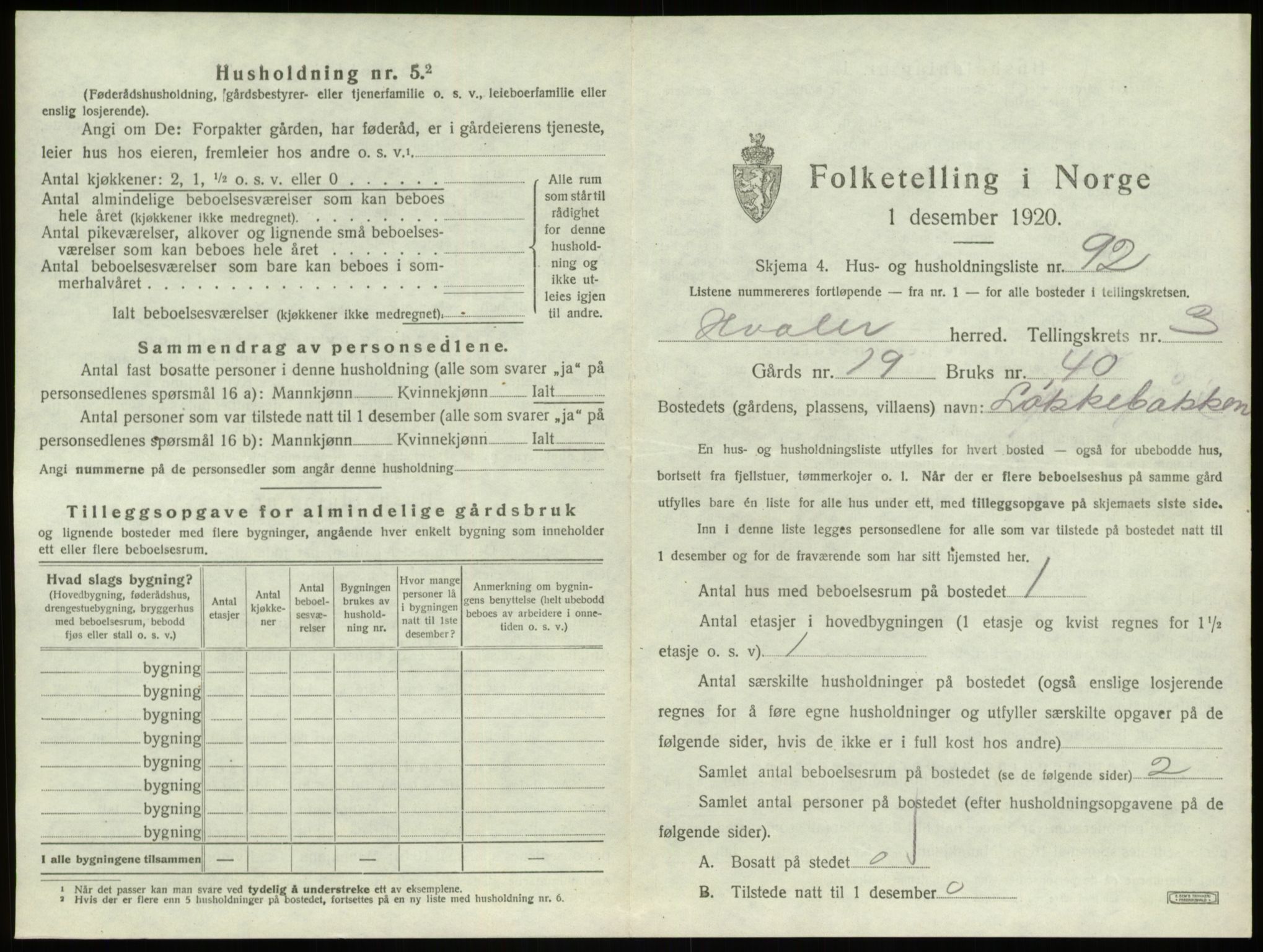 SAO, 1920 census for Hvaler, 1920, p. 740