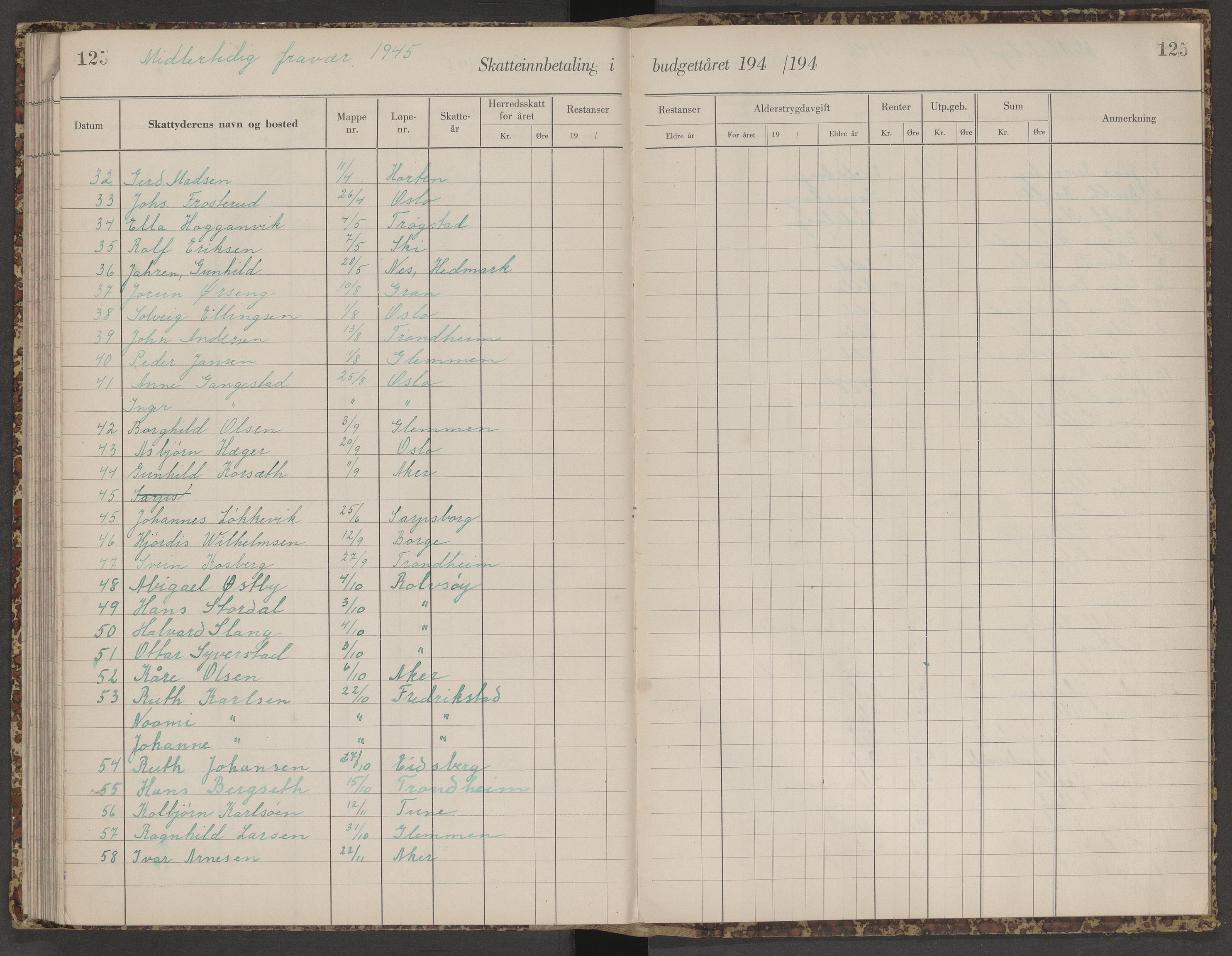 Skjeberg folkeregister, SAO/A-10495/K/Ka/L0003: Fortegnelse over inn- og utflyttede, 1943-1947, p. 125