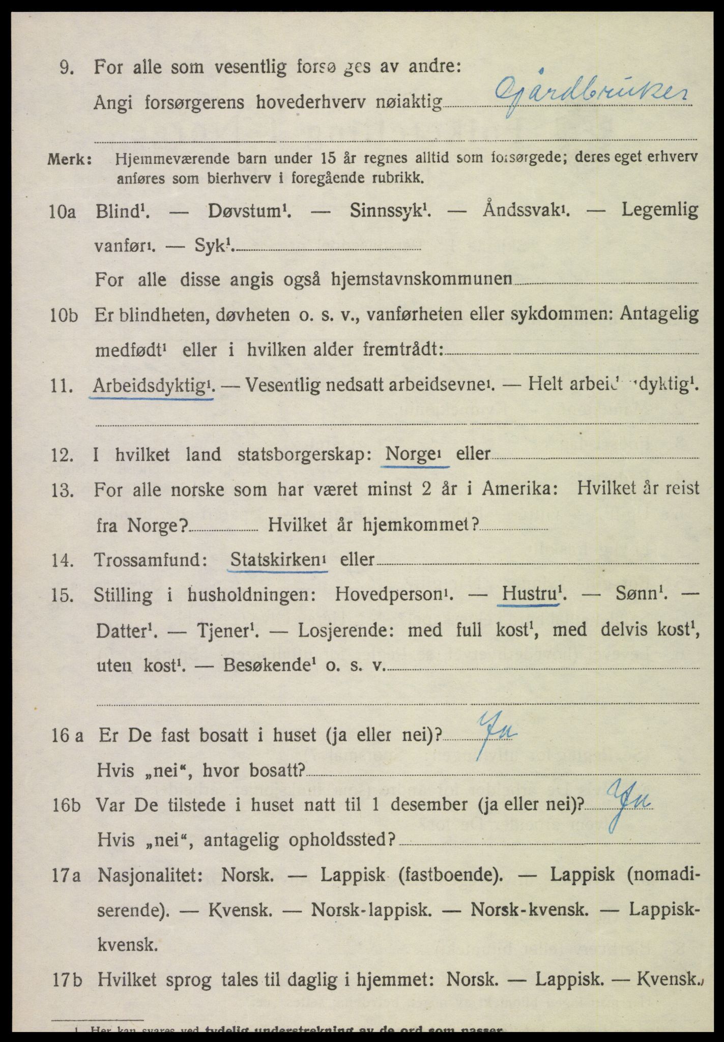 SAT, 1920 census for Kvam, 1920, p. 2300