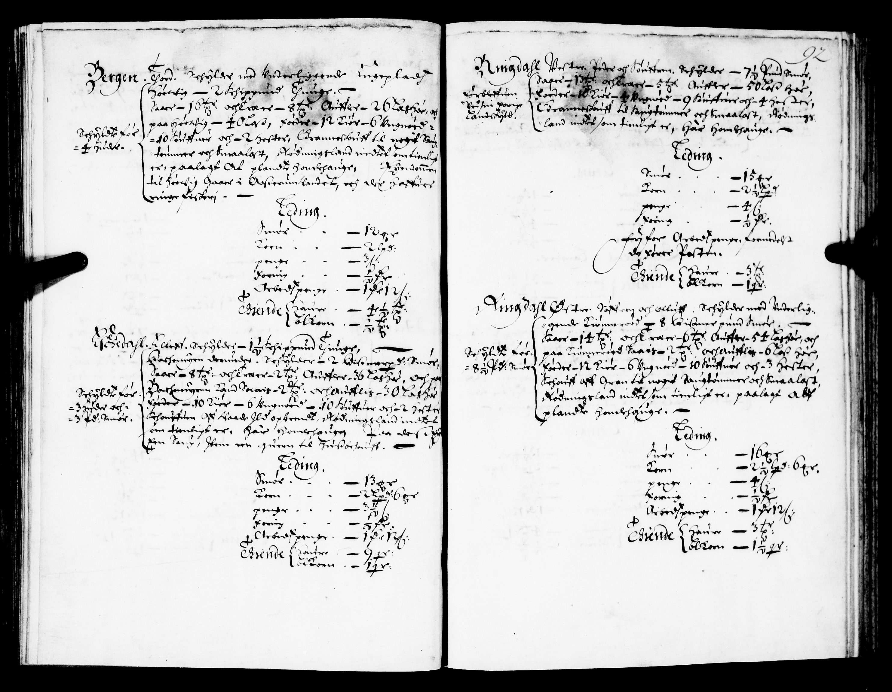 Rentekammeret inntil 1814, Realistisk ordnet avdeling, AV/RA-EA-4070/N/Nb/Nba/L0021: Brunla len, 1667, p. 91b-92a