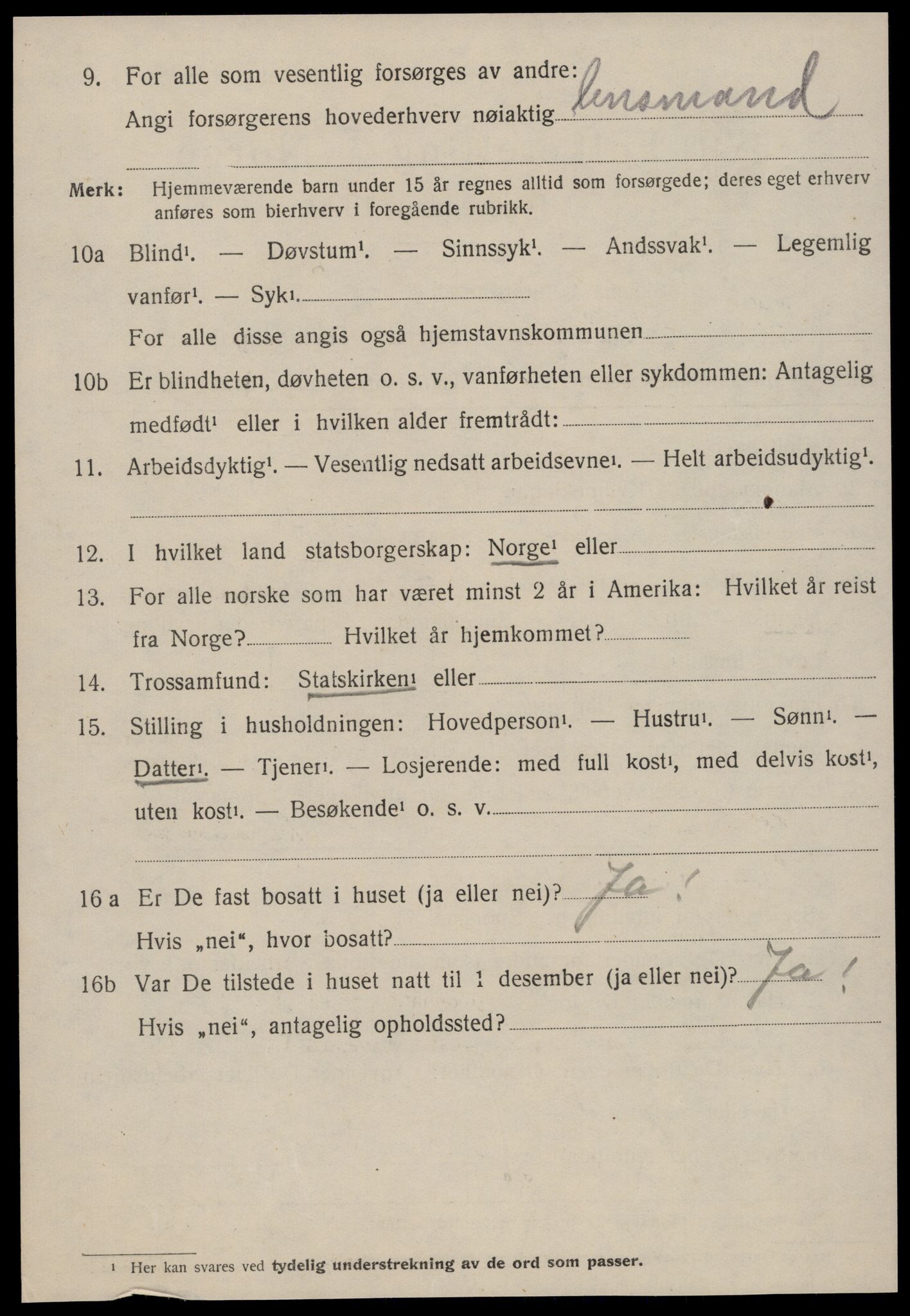 SAT, 1920 census for Sunnylven, 1920, p. 2165