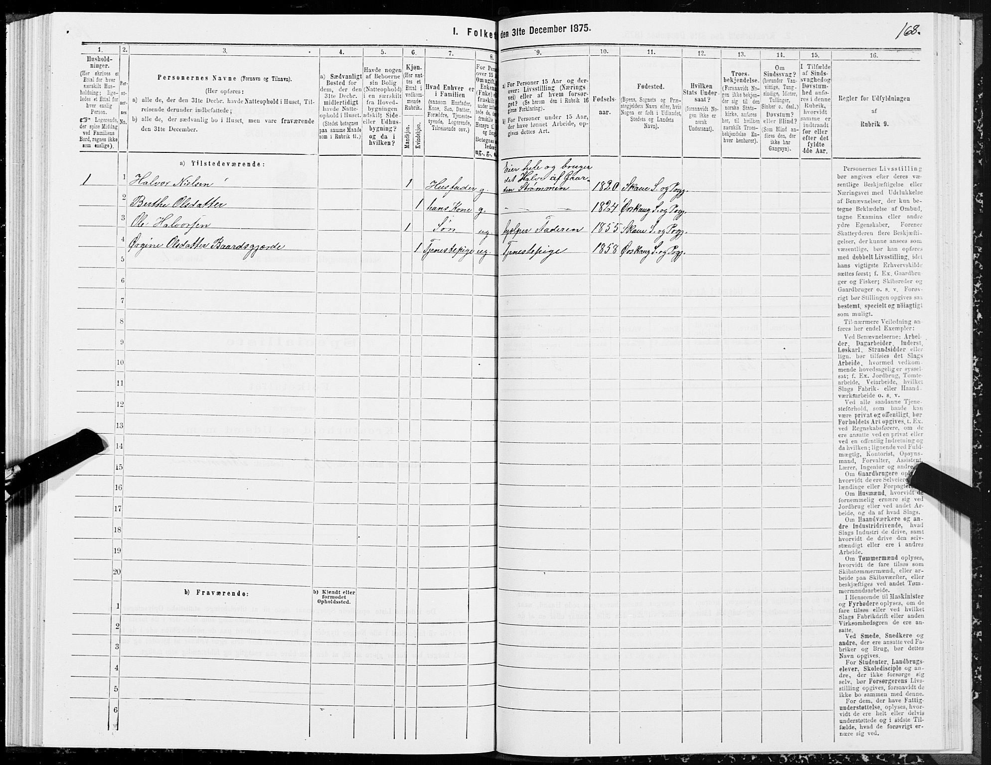 SAT, 1875 census for 1529P Skodje, 1875, p. 1168