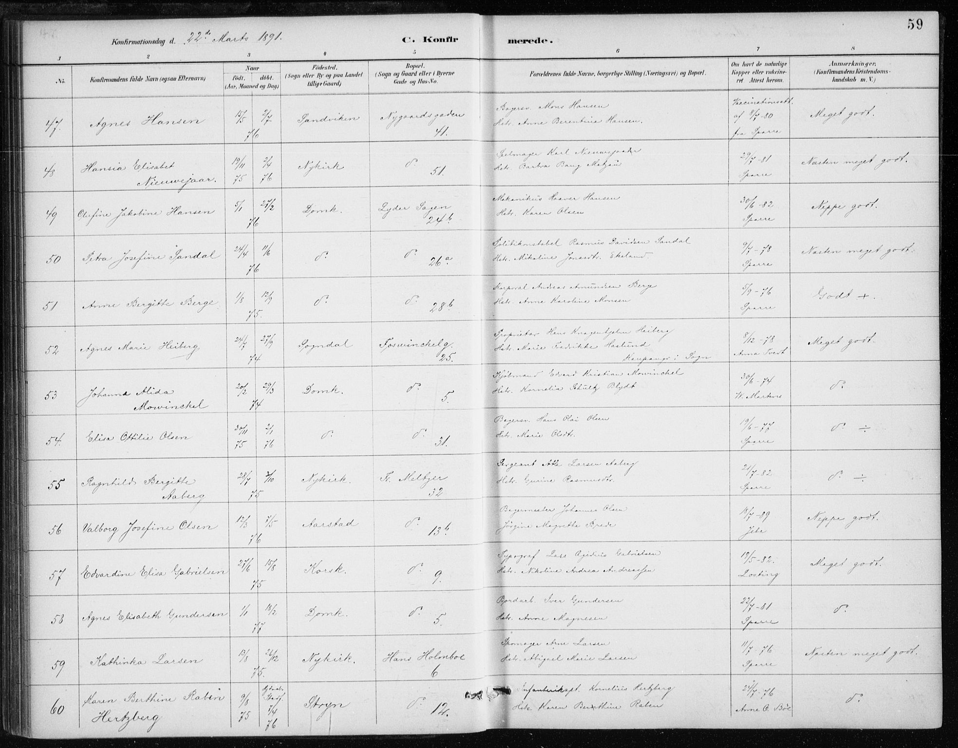 Johanneskirken sokneprestembete, AV/SAB-A-76001/H/Haa/L0008: Parish register (official) no. C 1, 1885-1907, p. 59