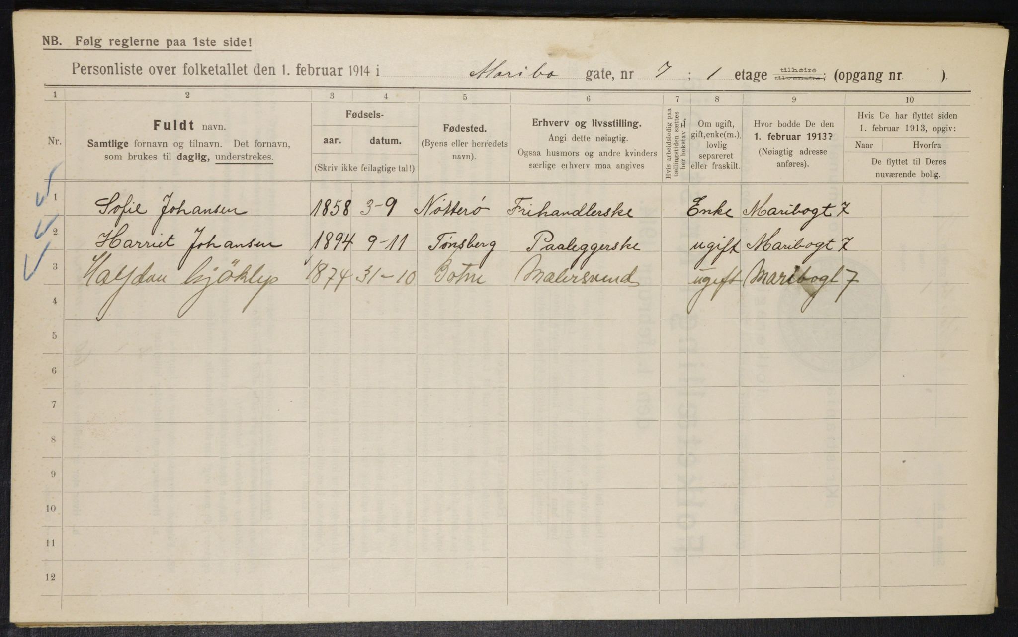 OBA, Municipal Census 1914 for Kristiania, 1914, p. 60352