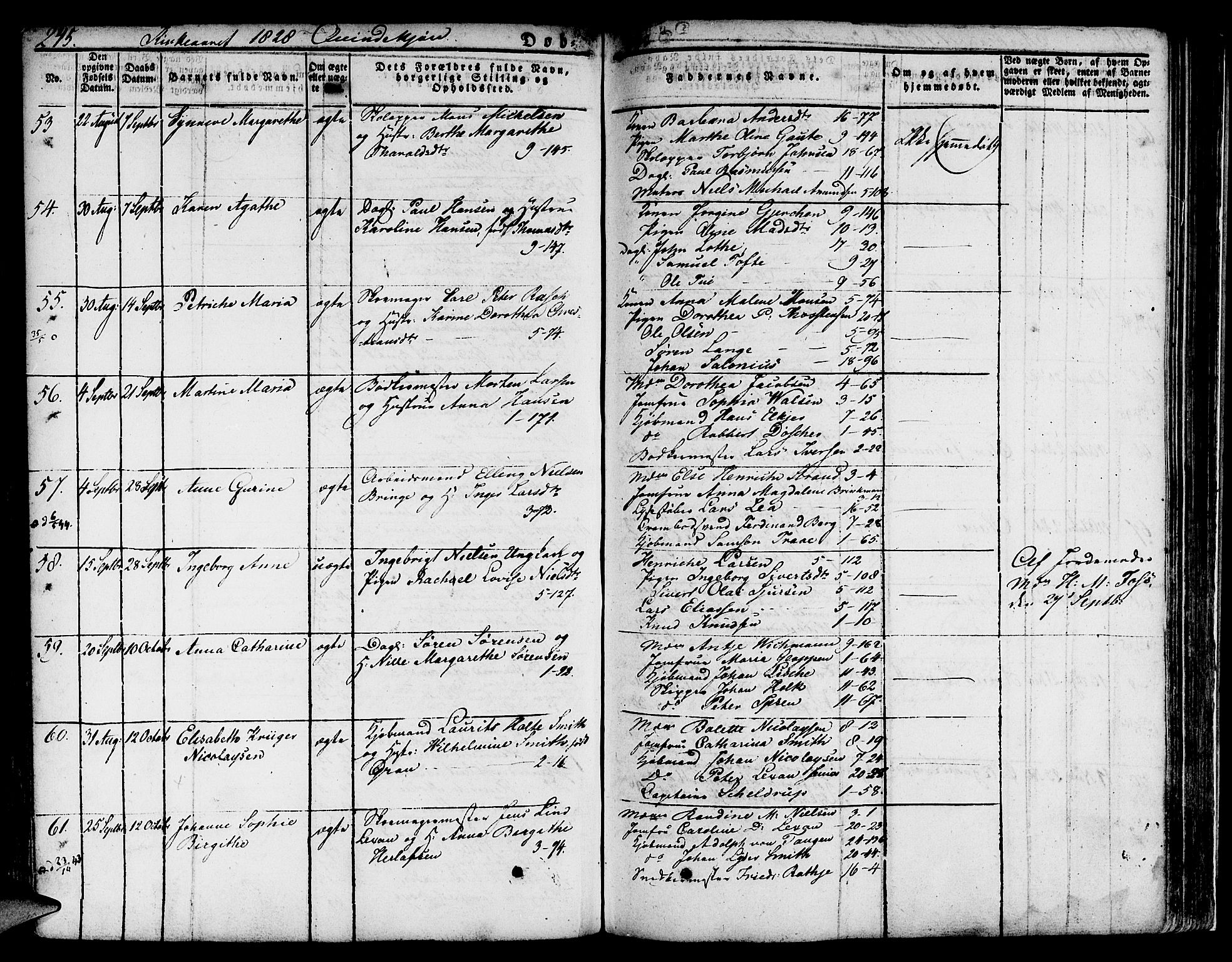 Nykirken Sokneprestembete, SAB/A-77101/H/Hab: Parish register (copy) no. A 5I, 1821-1841, p. 245