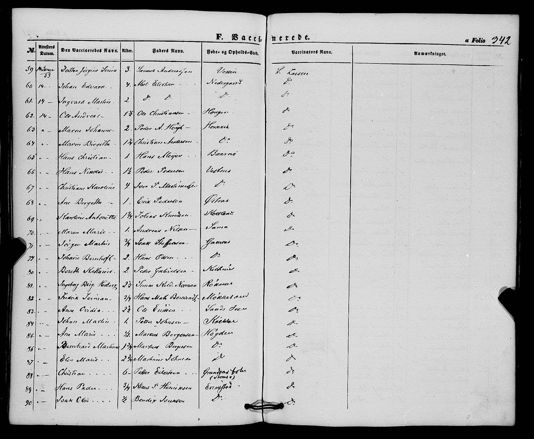 Trondenes sokneprestkontor, SATØ/S-1319/H/Ha/L0011kirke: Parish register (official) no. 11, 1853-1862, p. 342
