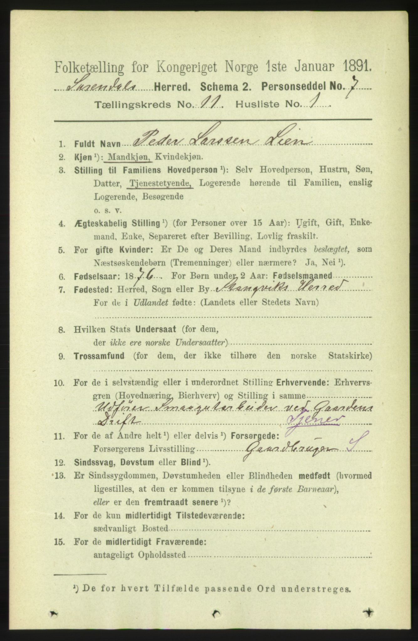 RA, 1891 census for 1566 Surnadal, 1891, p. 2677