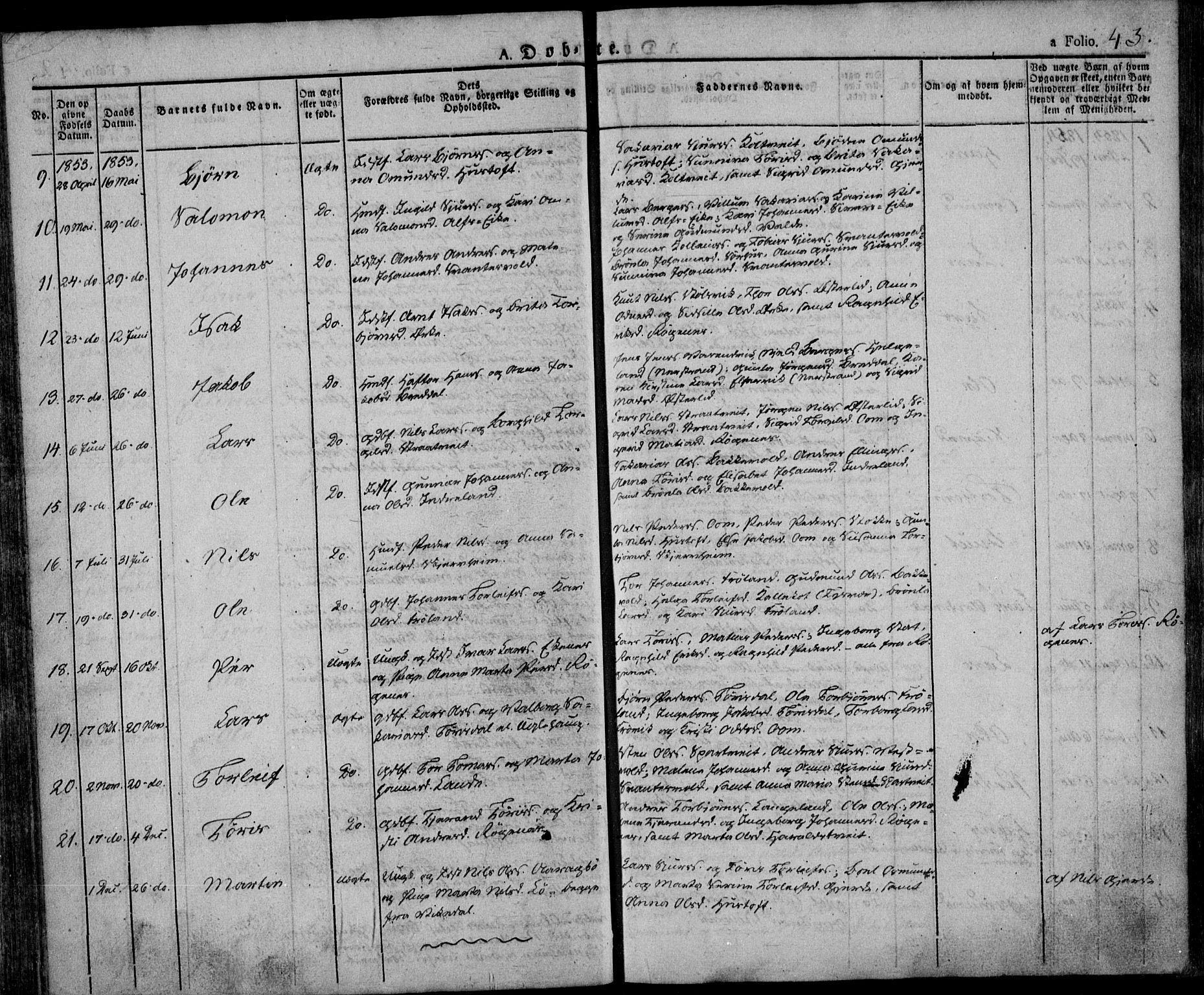 Skjold sokneprestkontor, AV/SAST-A-101847/H/Ha/Haa/L0005: Parish register (official) no. A 5, 1830-1856, p. 43