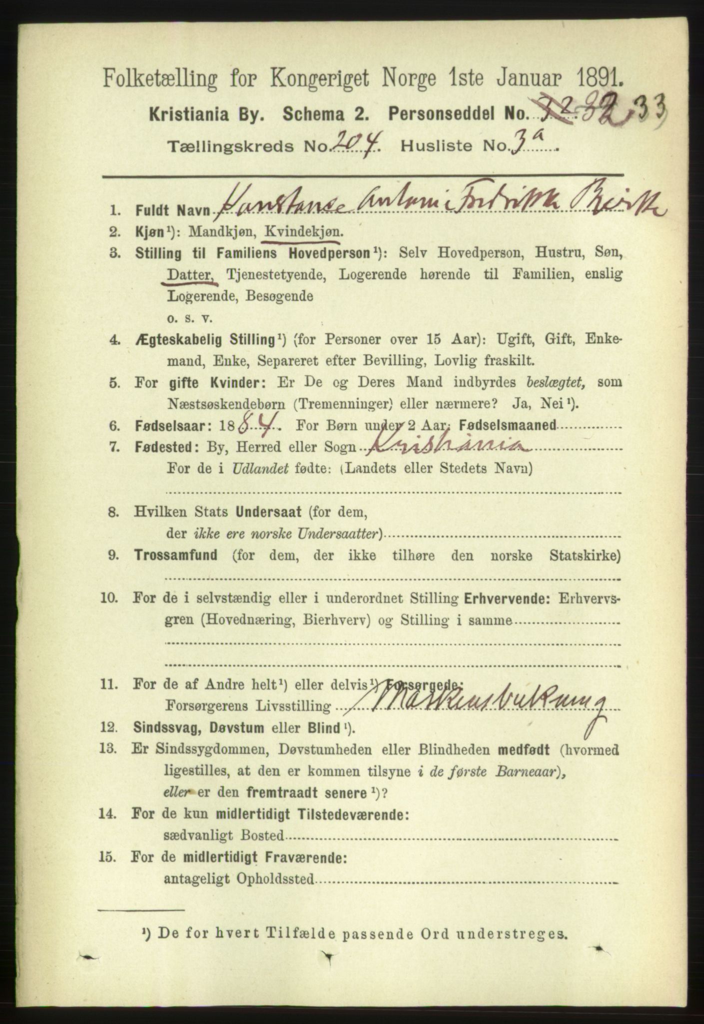 RA, 1891 census for 0301 Kristiania, 1891, p. 123084