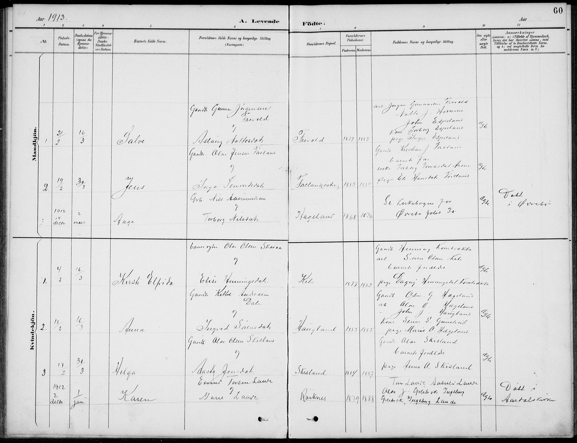 Vennesla sokneprestkontor, SAK/1111-0045/Fb/Fba/L0003: Parish register (copy) no. B 3, 1890-1919, p. 60