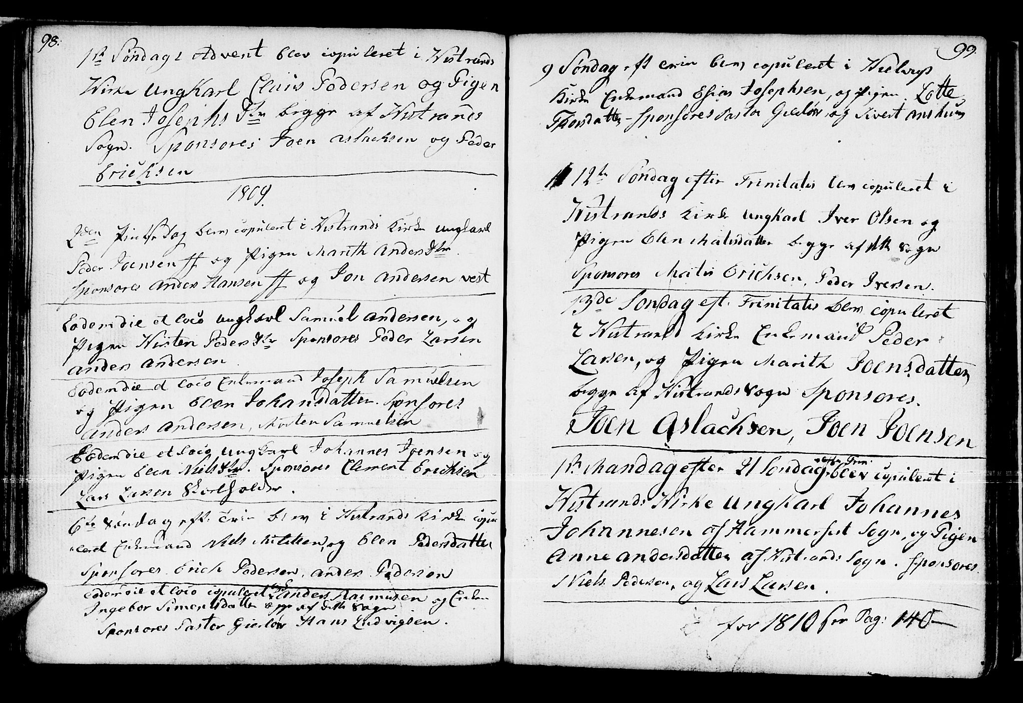 Kistrand/Porsanger sokneprestembete, AV/SATØ-S-1351/H/Ha/L0002.kirke: Parish register (official) no. 2, 1792-1830, p. 98-99