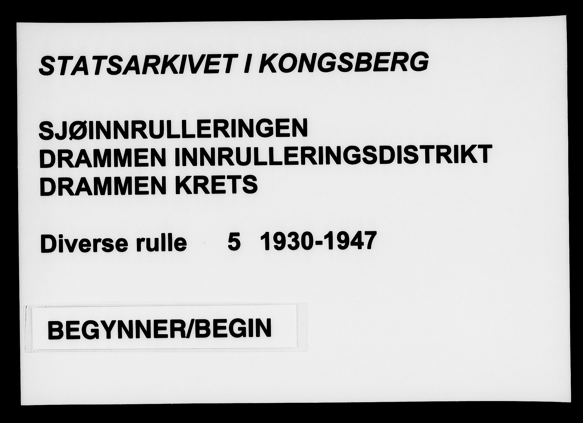 Drammen innrulleringsdistrikt, AV/SAKO-A-781/F/Fd/L0006: Midlertidige patenter, 1930-1947, p. 1