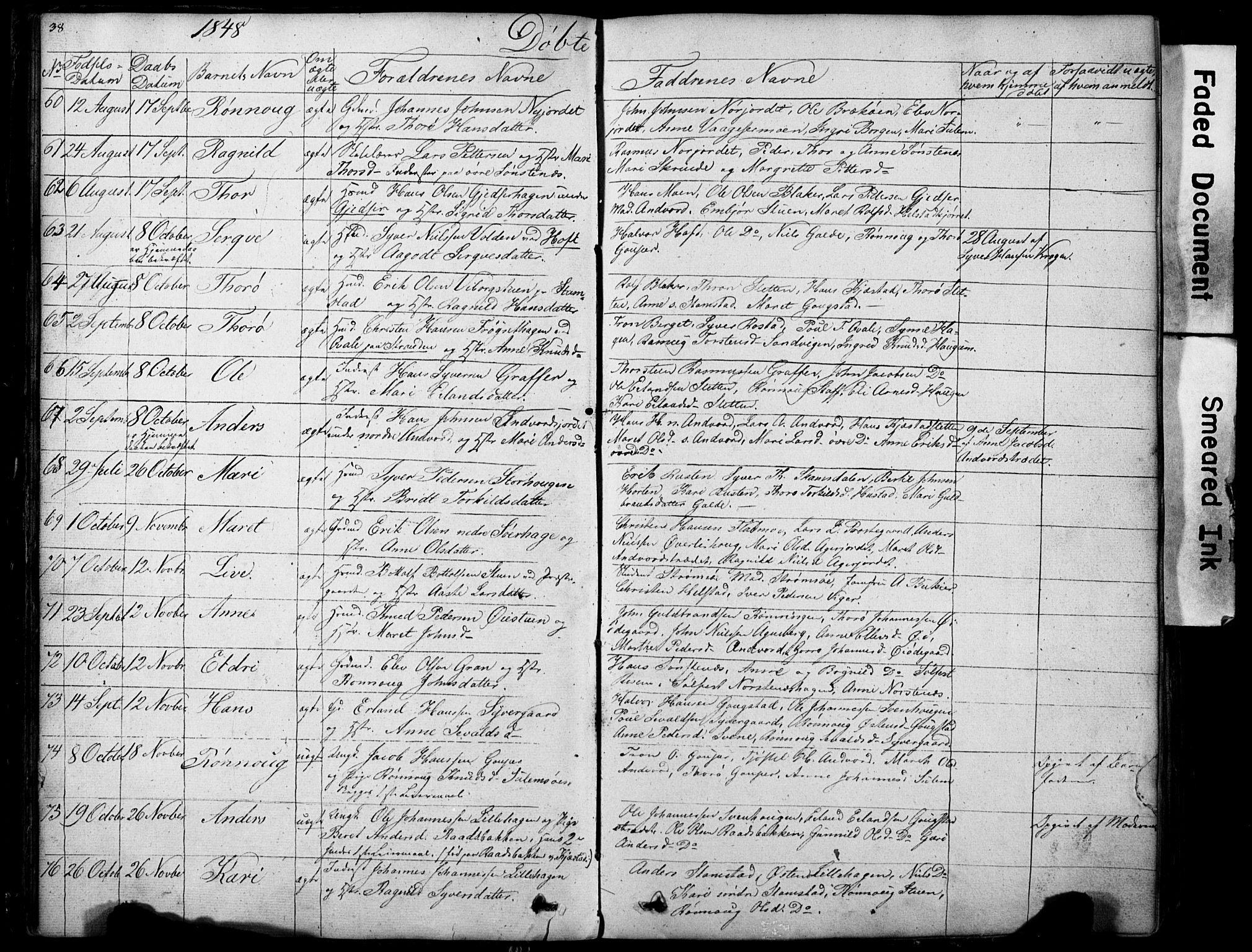 Lom prestekontor, SAH/PREST-070/L/L0012: Parish register (copy) no. 12, 1845-1873, p. 38-39