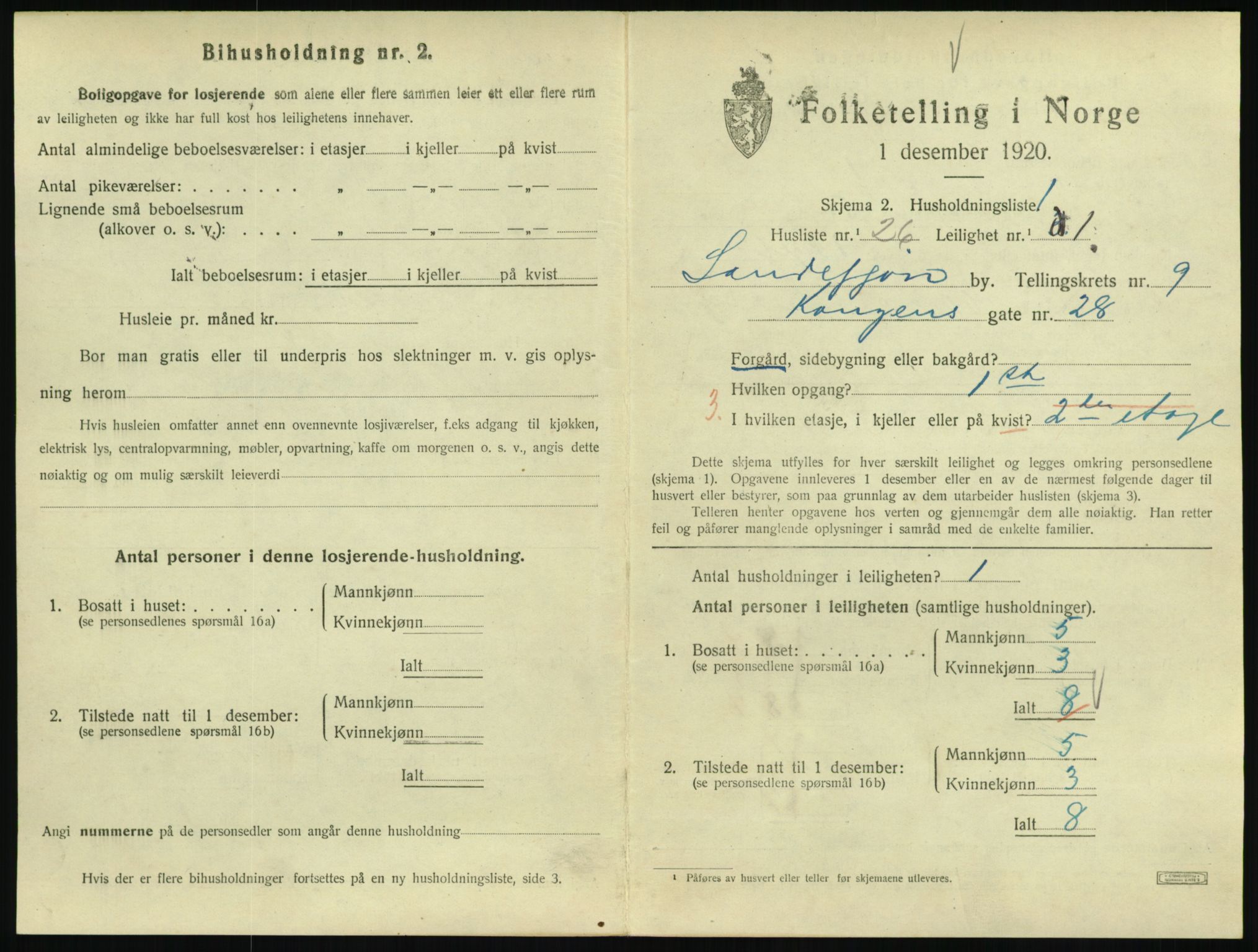 SAKO, 1920 census for Sandefjord, 1920, p. 3566