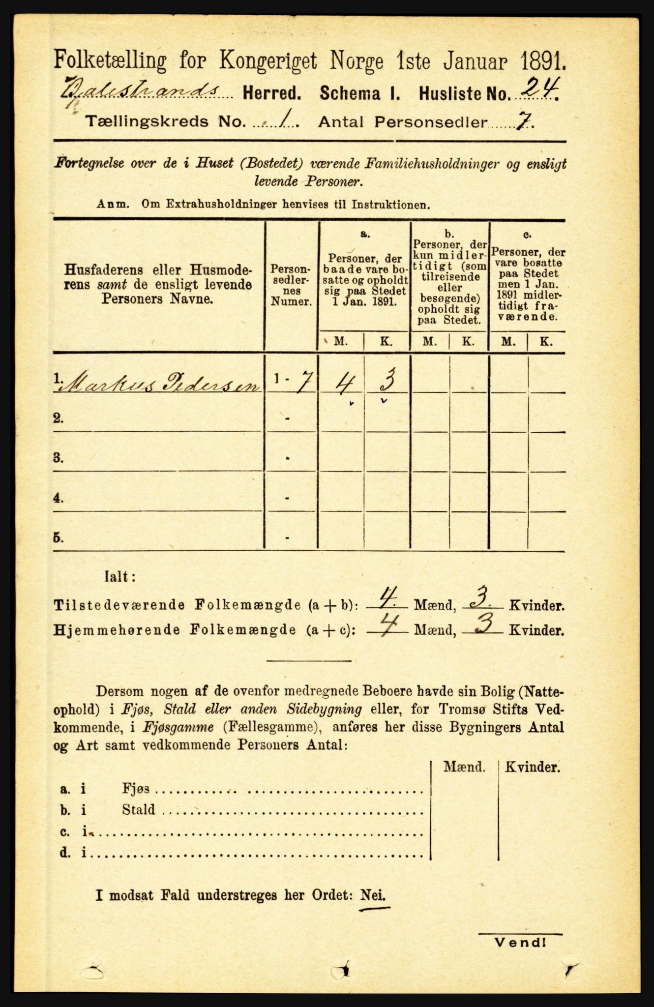 RA, 1891 census for 1418 Balestrand, 1891, p. 54