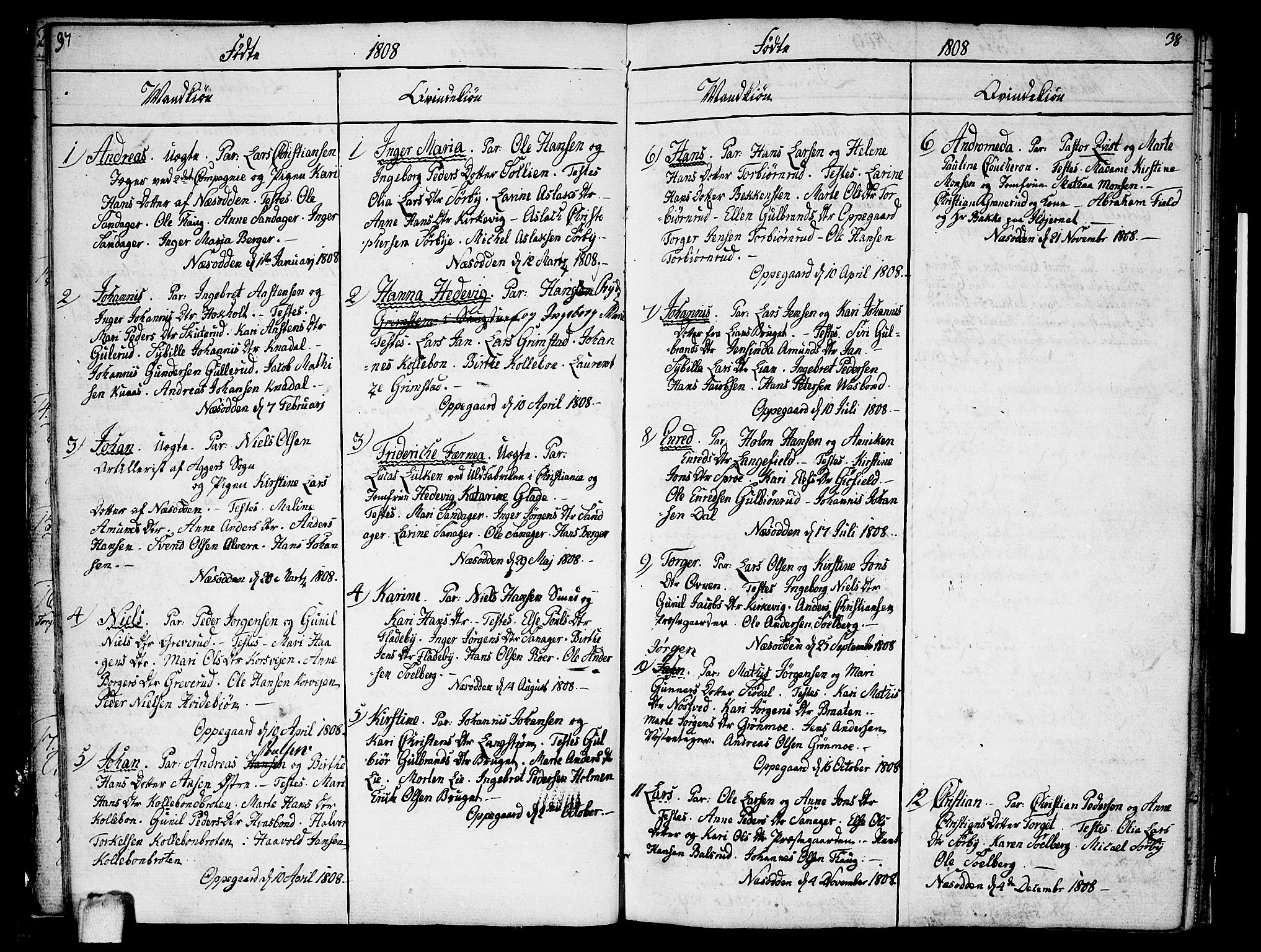 Nesodden prestekontor Kirkebøker, SAO/A-10013/F/Fa/L0005: Parish register (official) no. I 5, 1793-1814, p. 37-38