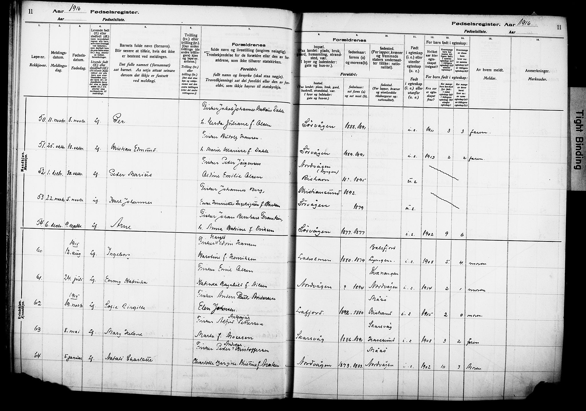 Kjelvik/Nordkapp sokneprestkontor, AV/SATØ-S-1350/I/Ia/L0015: Birth register no. 15, 1916-1930, p. 11