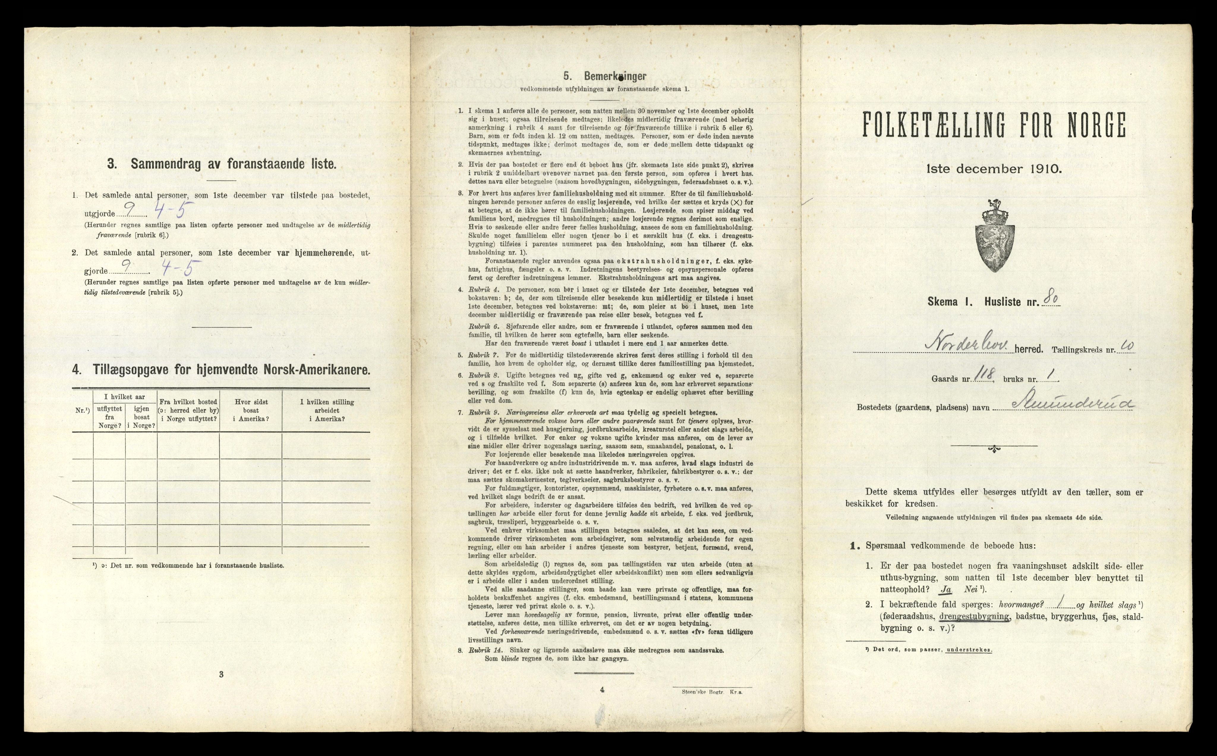 RA, 1910 census for Norderhov, 1910, p. 2726