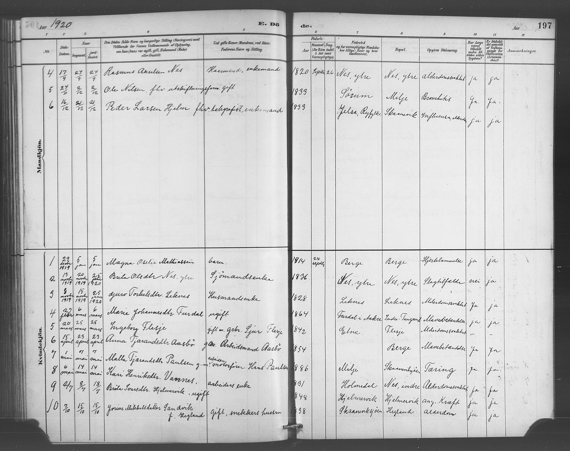 Skånevik sokneprestembete, AV/SAB-A-77801/H/Hab: Parish register (copy) no. A 2, 1888-1924, p. 197