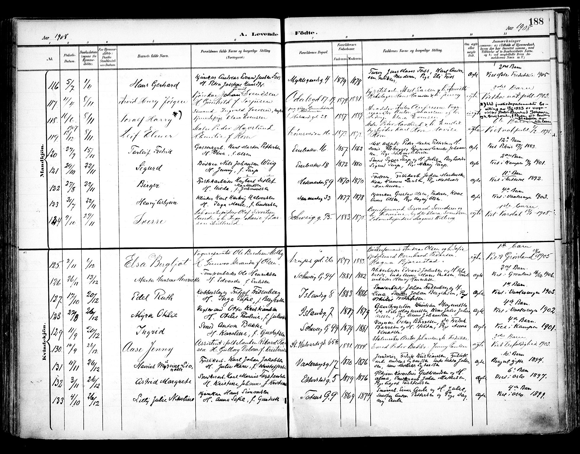 Vålerengen prestekontor Kirkebøker, AV/SAO-A-10878/F/Fa/L0001: Parish register (official) no. 1, 1899-1915, p. 188