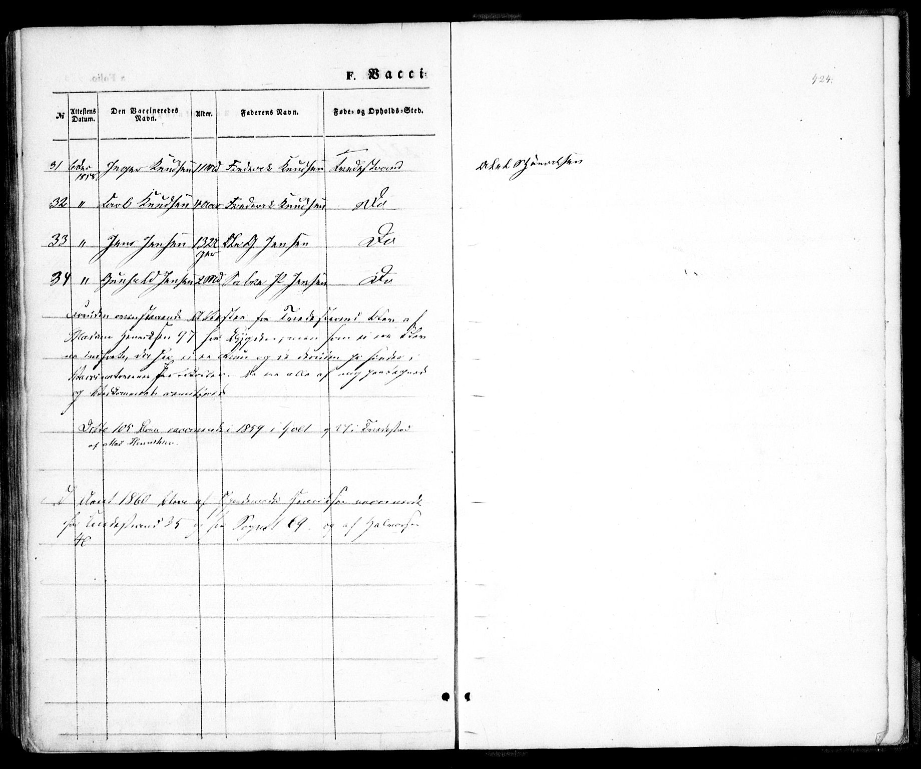 Holt sokneprestkontor, AV/SAK-1111-0021/F/Fa/L0008: Parish register (official) no. A 8, 1849-1860, p. 424