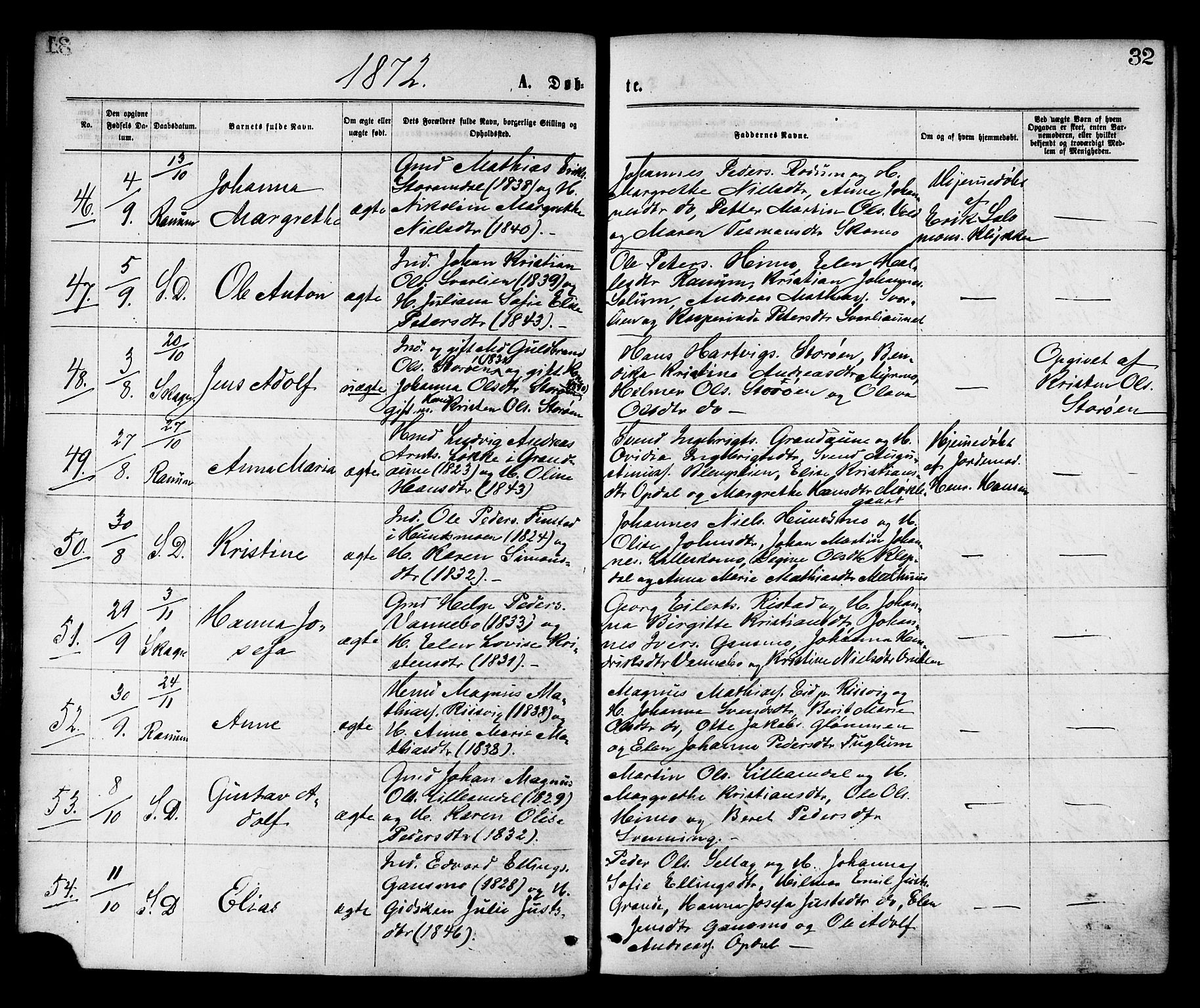 Ministerialprotokoller, klokkerbøker og fødselsregistre - Nord-Trøndelag, SAT/A-1458/764/L0554: Parish register (official) no. 764A09, 1867-1880, p. 32