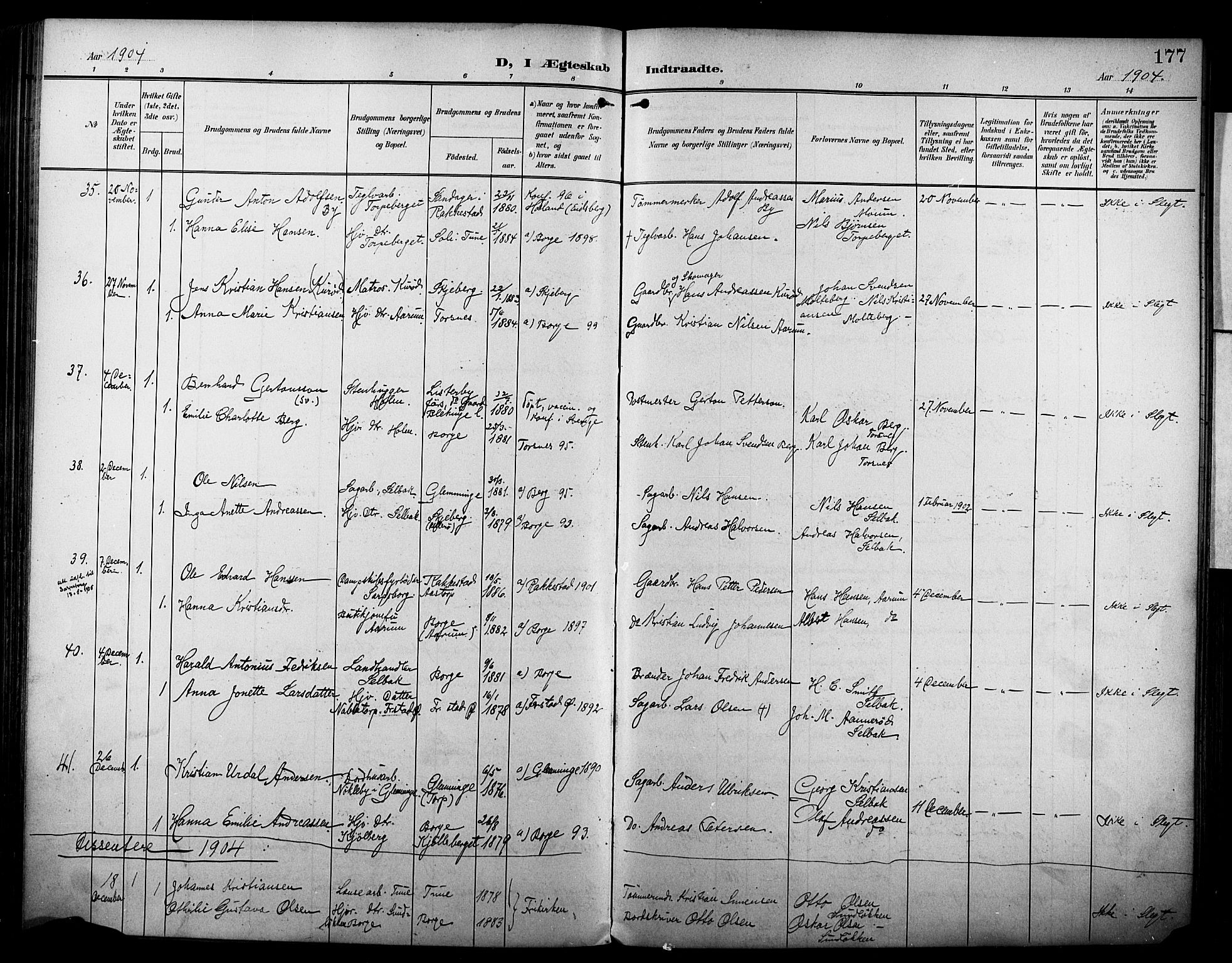 Borge prestekontor Kirkebøker, SAO/A-10903/F/Fa/L0009: Parish register (official) no. I 9, 1902-1911, p. 177