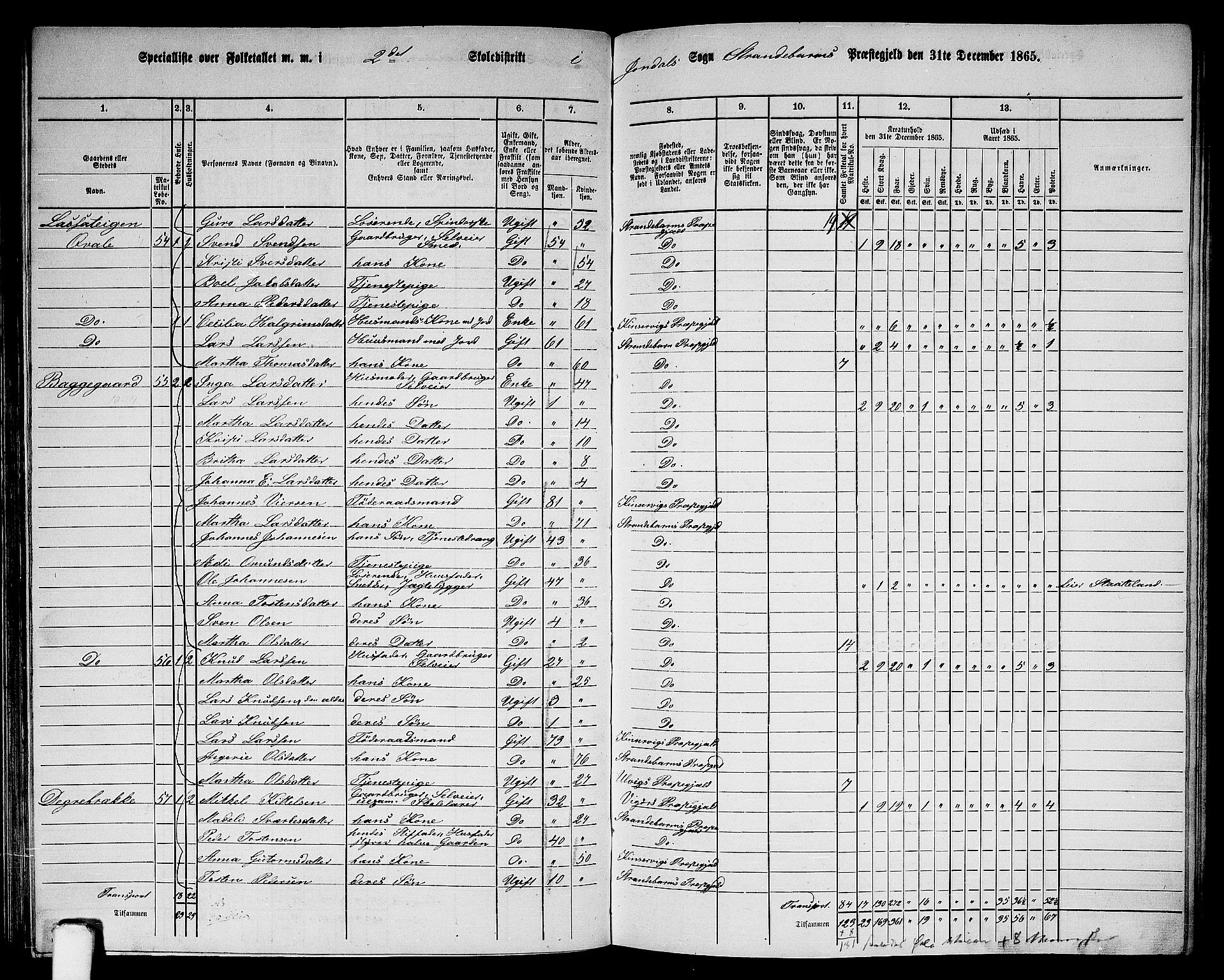 RA, 1865 census for Strandebarm, 1865, p. 108