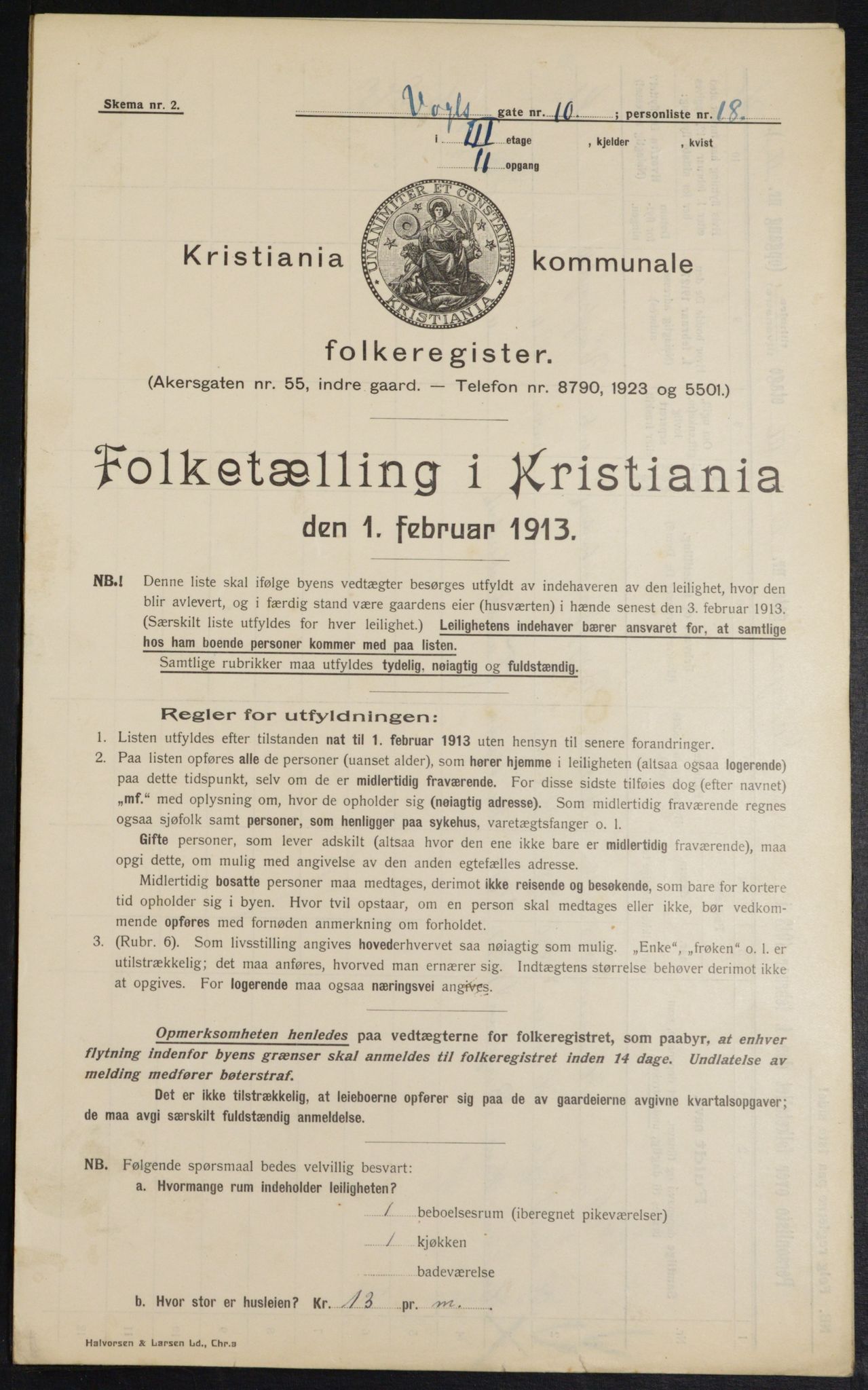 OBA, Municipal Census 1913 for Kristiania, 1913, p. 124172