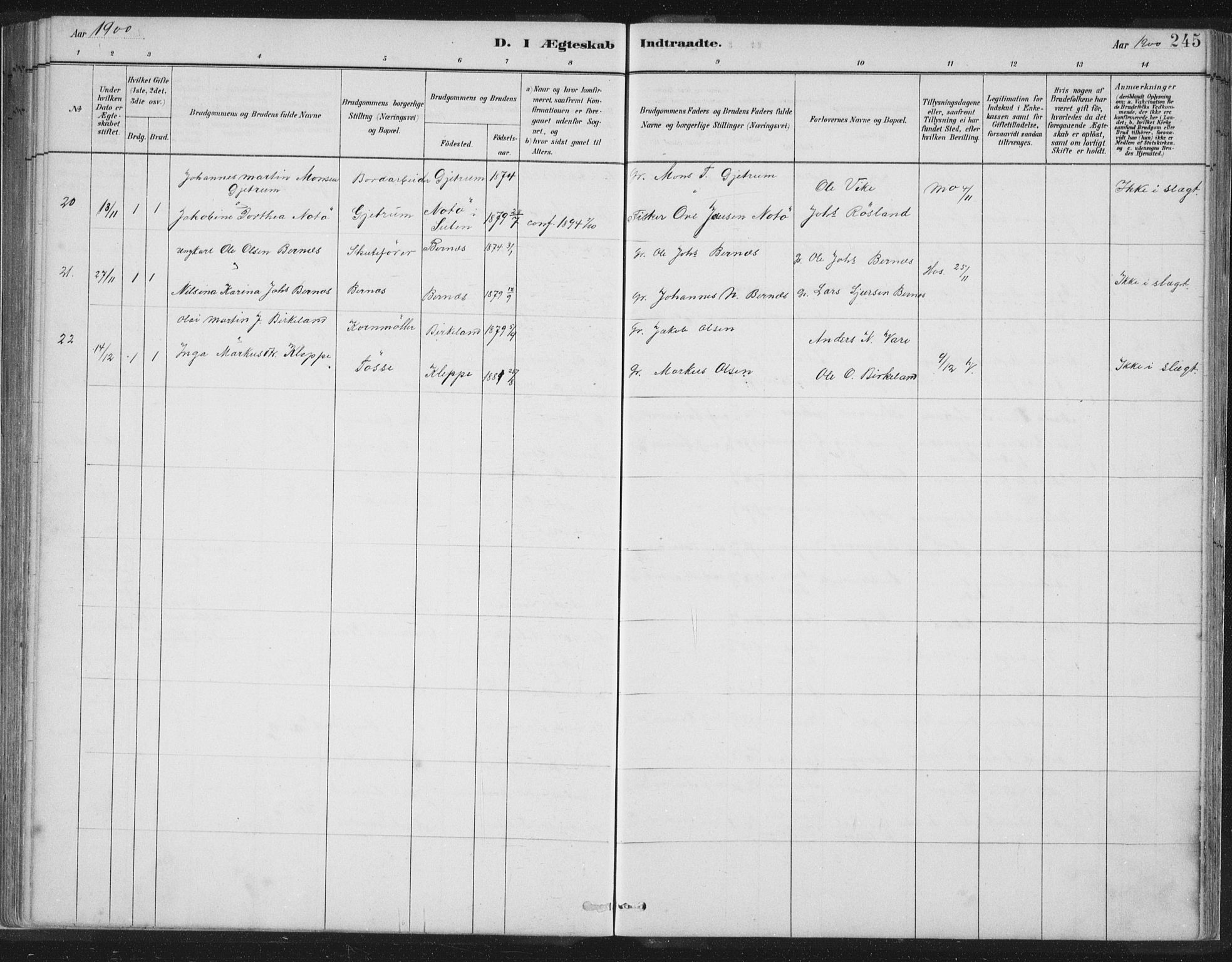 Hosanger sokneprestembete, AV/SAB-A-75801/H/Hab: Parish register (copy) no. A 3 II, 1882-1903, p. 245