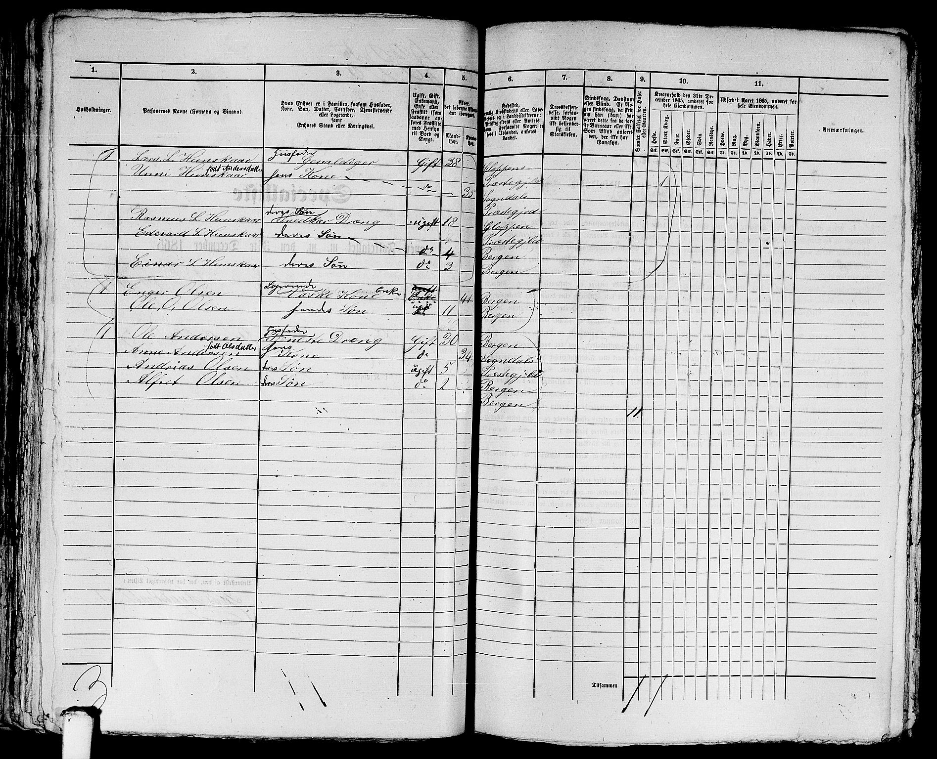 RA, 1865 census for Bergen, 1865, p. 4754