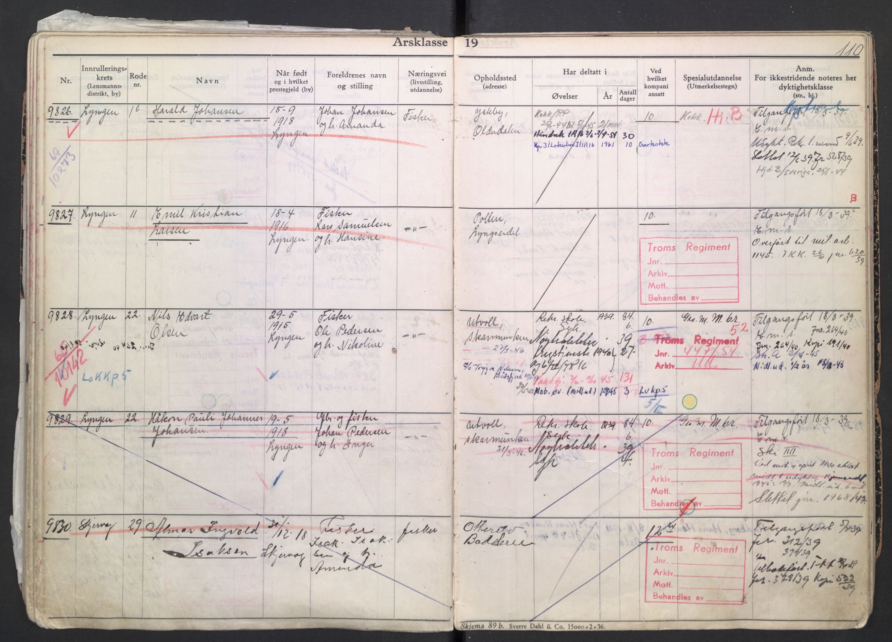 Forsvaret, Troms infanteriregiment nr. 16, AV/RA-RAFA-3146/P/Pa/L0007/0004: Ruller / Rulle for regimentets menige mannskaper, årsklasse 1939, 1939, p. 110